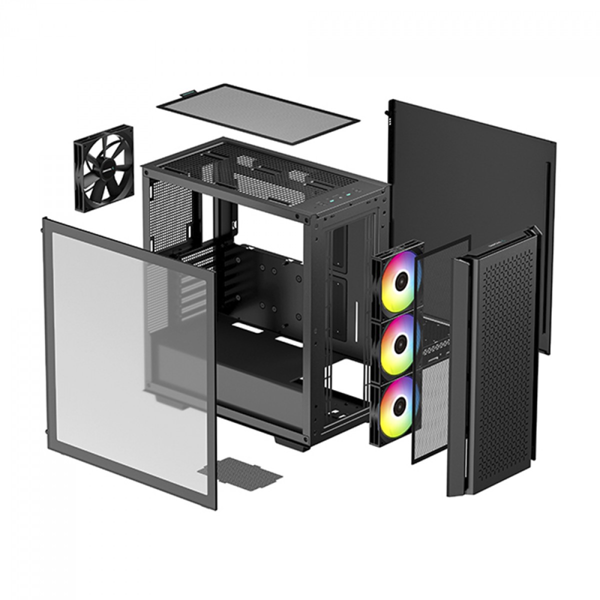 Gabinete Gamer DeepCool CG560, Mid Tower, RGB, Vidro Temperado, Black, E-ATX, Sem Fonte, Com 4 Fans, R-CG560-BKAAE4-G-1