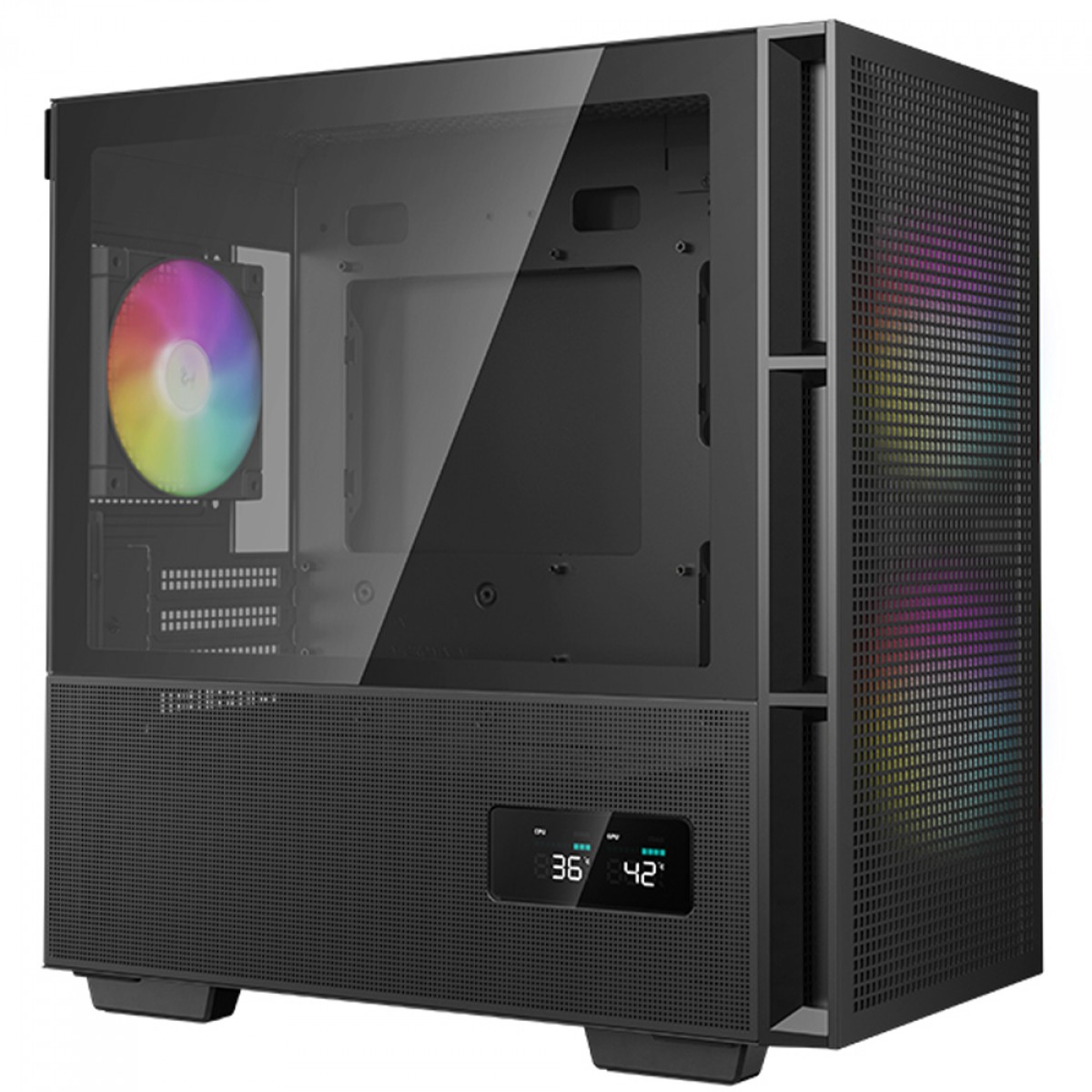 Gabinete Gamer DeepCool CH360 Digital, ARGB, Mid Tower, Vidro Temperado, M-ATX, Sem Fonte, Com 3 Fans, Preto, R-CH360-BKAPE3D-G-1