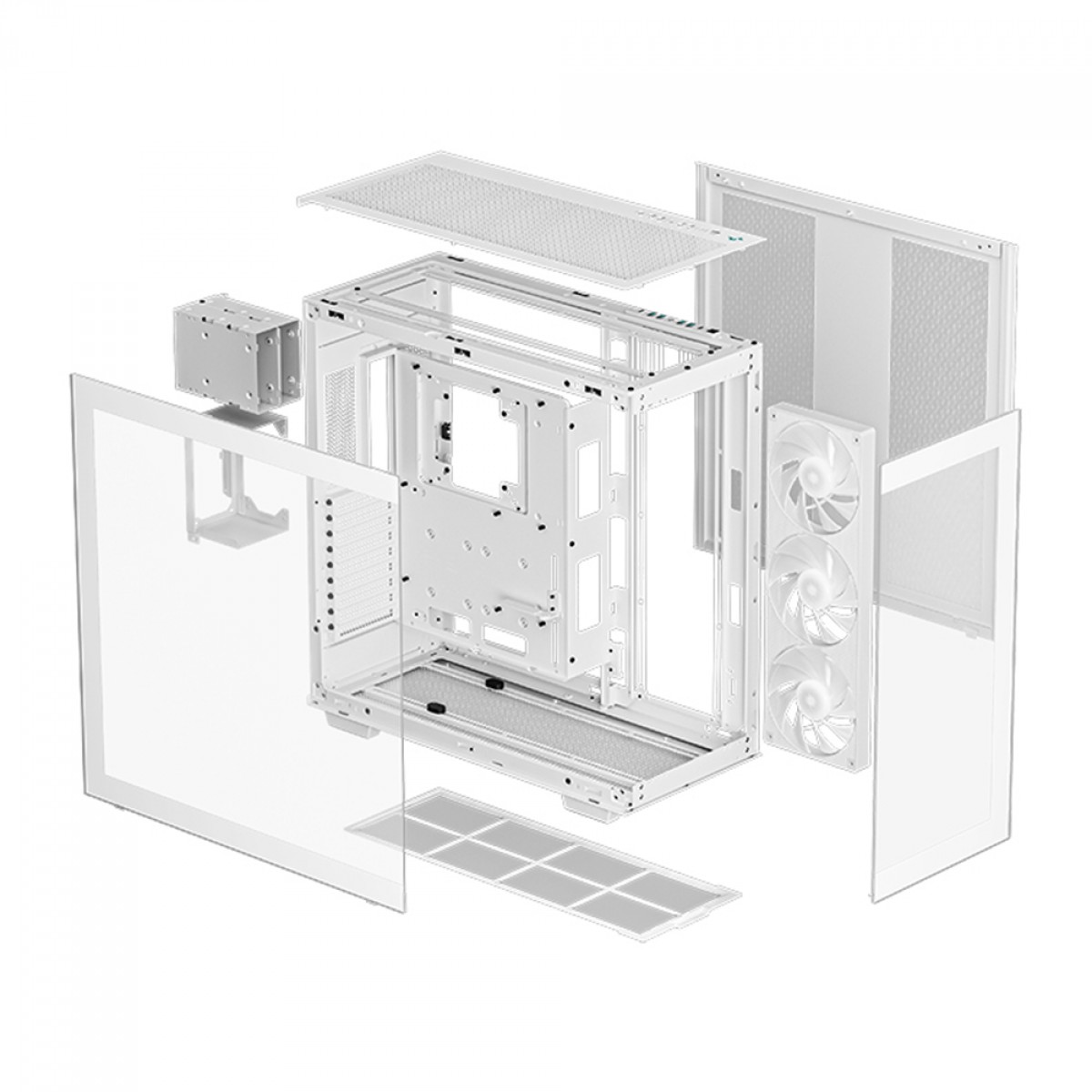Gabinete Gamer DeepCool CH780 WH, Full Tower, Vidro Temperado, E-ATX, White, Sem Fonte, Com 3 Fans ARGB, R-CH780-WHADE41-G-1