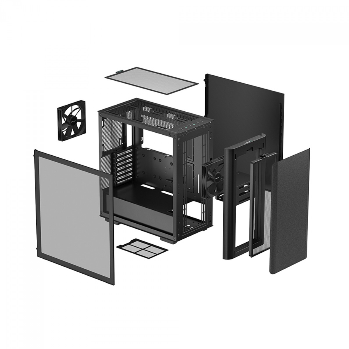 Gabinete Gamer DeepCool CK500, Black, Mid Tower, Vidro Temperado, E-ATX, Sem Fonte, Com 2 Fans, R-CK500-BKNNE2-G-1