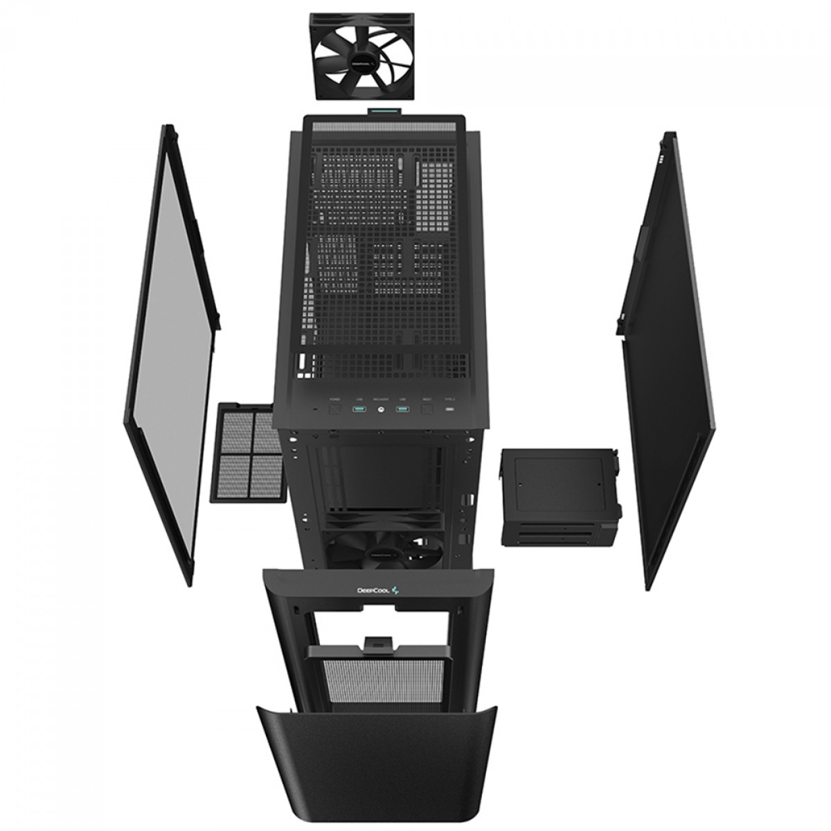 Gabinete Gamer DeepCool CK500, Black, Mid Tower, Vidro Temperado, E-ATX, Sem Fonte, Com 2 Fans, R-CK500-BKNNE2-G-1