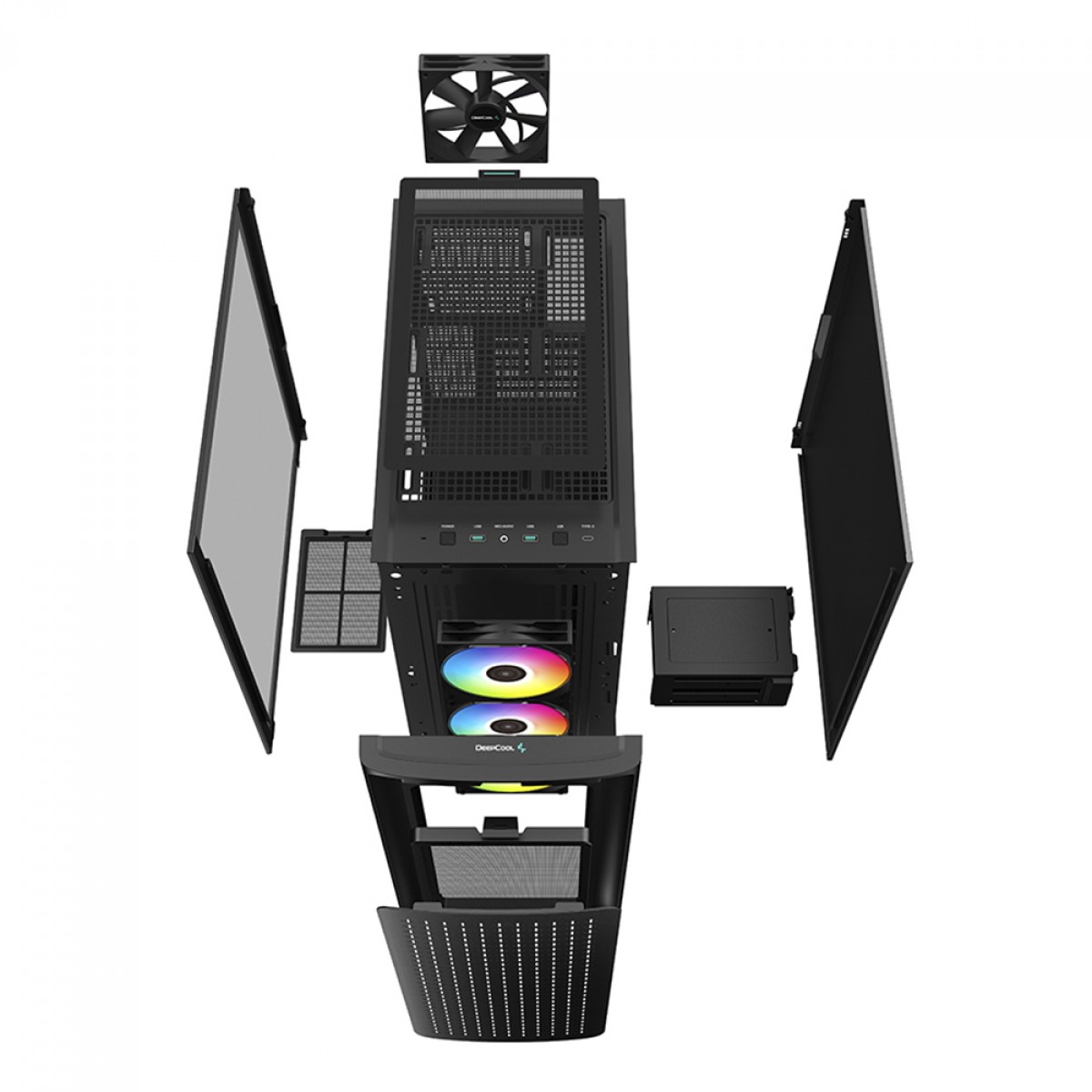 Gabinete Gamer DeepCool CK560, Black, Mid Tower, Vidro Temperado, E-ATX, Sem Fonte, Com 4 Fans, R-CK560-BKAAE4-G-1