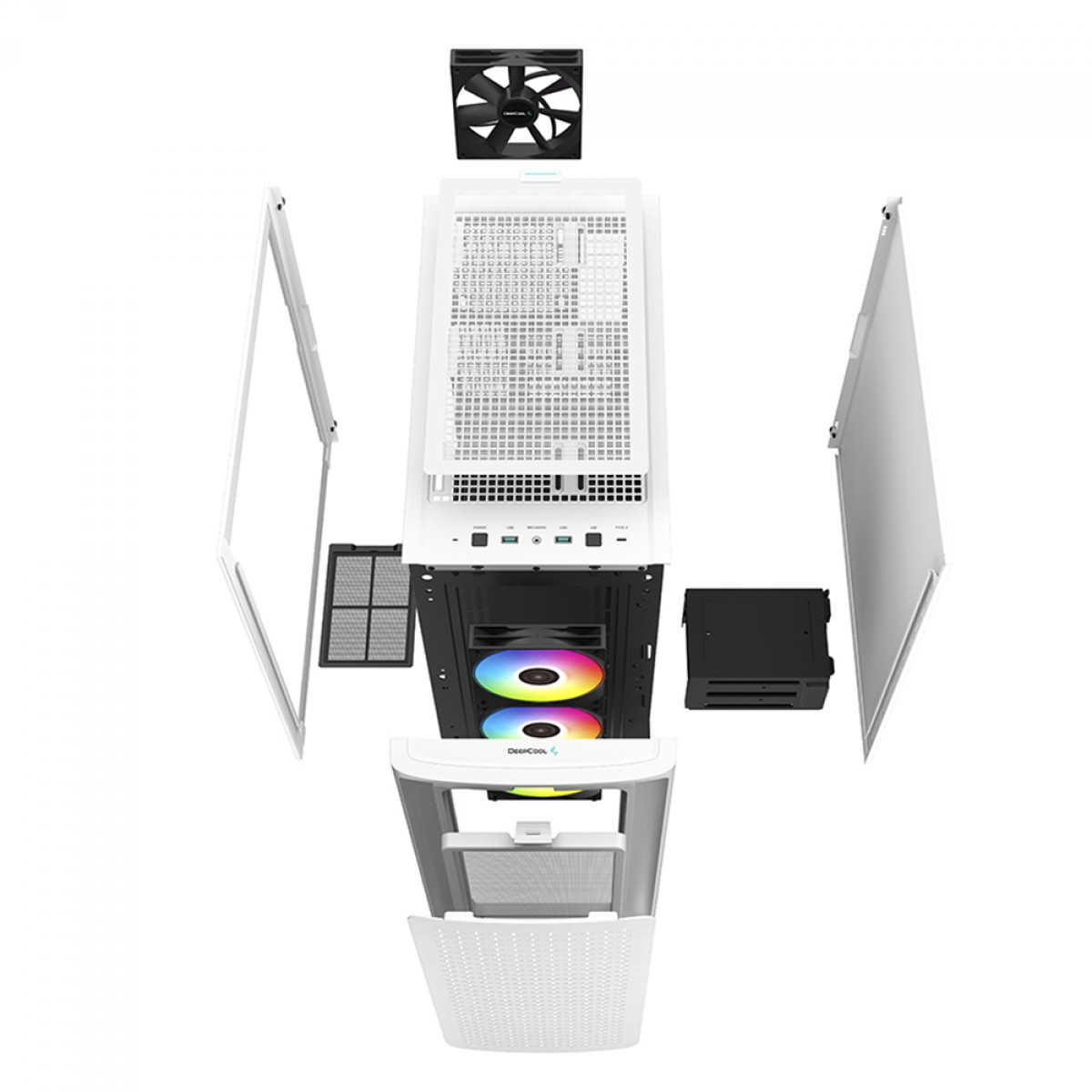Gabinete Gamer DeepCool CK560 WH, White, Mid Tower, Vidro Temperado, E-ATX, Sem Fonte, Com 4 Fans, R-CK560-WHAAE4-G-1