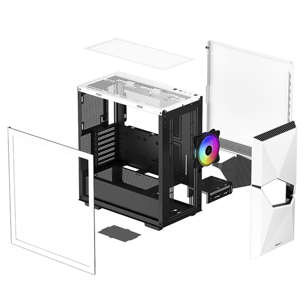 Gabinete Gamer DeepCool Cyclops WH, Mid Tower, Vidro Temperado, E-ATX, White, Sem Fonte, Com 1 Fans, R-WHAAE1-C-1