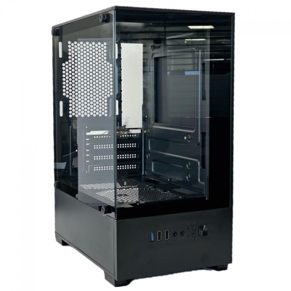 Gabinete Gamer Duex DXGB3C, Mid Tower, Vidro Temperado, MATX, Sem Fonte, Com 3 Fans, Preto