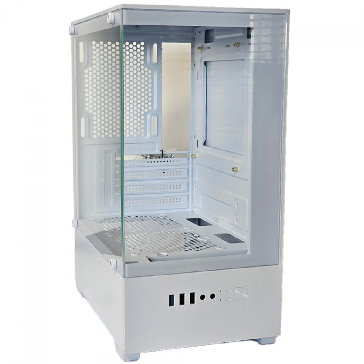 Gabinete Gamer Duex DXGW0C White, Mid Tower, MATX, Vidro Temperado, Sem Fonte, Sem Fans, Branco