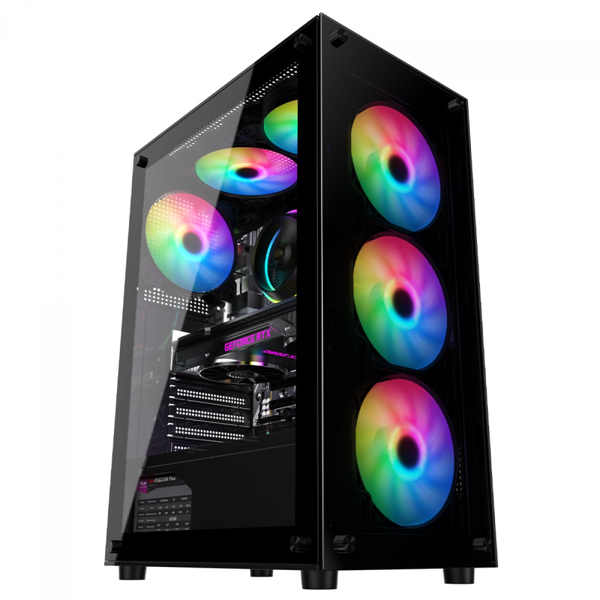 Gabinete Gamer Duex, Mid Tower, Vidro Temperado, Black, M-ATX, Sem Fonte, Sem Fan, DX305T