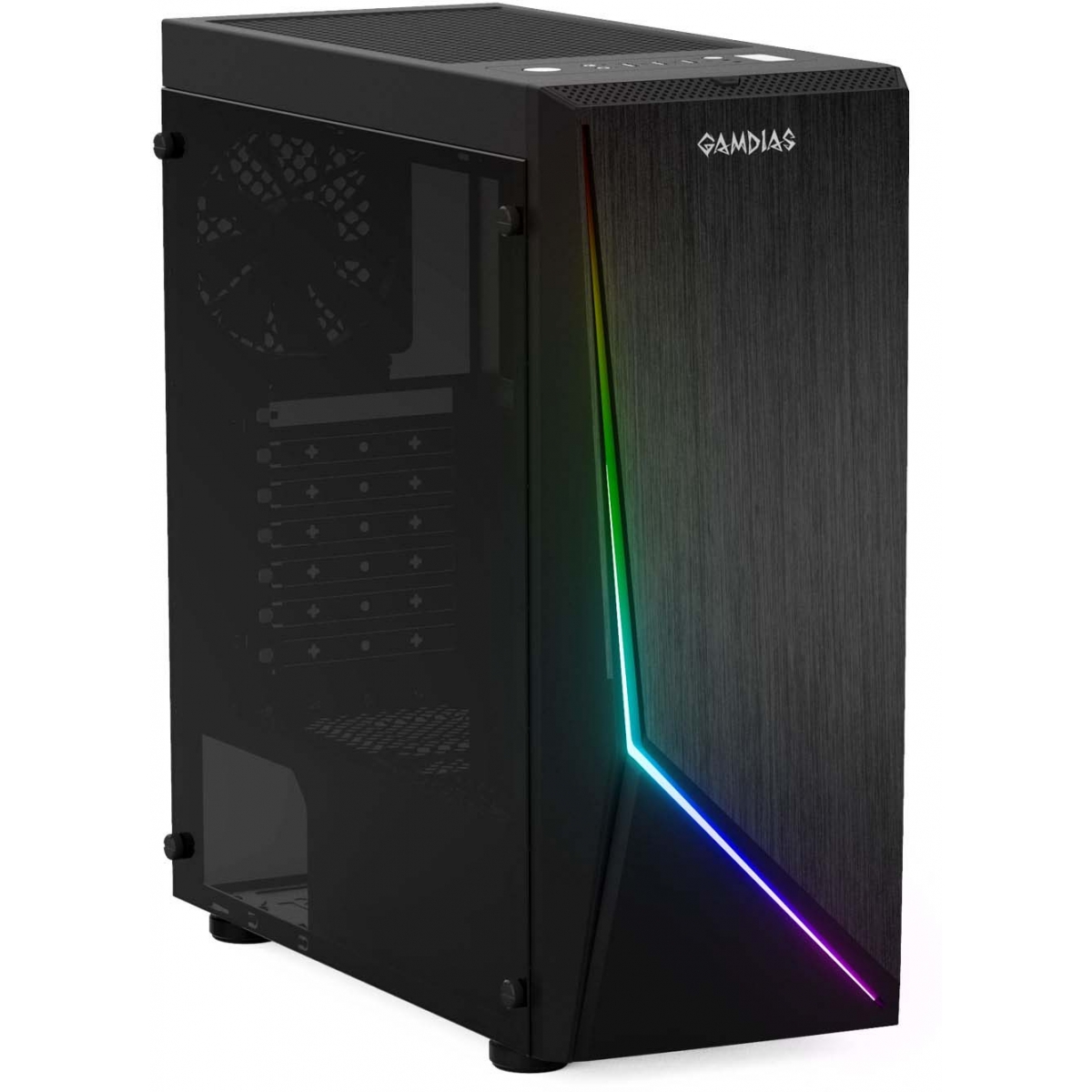 Gabinete Gamer Gamdias Argus E1, Mid Tower, Com 1 Fans, Lateral em Acrílico, Black, Sem Fonte