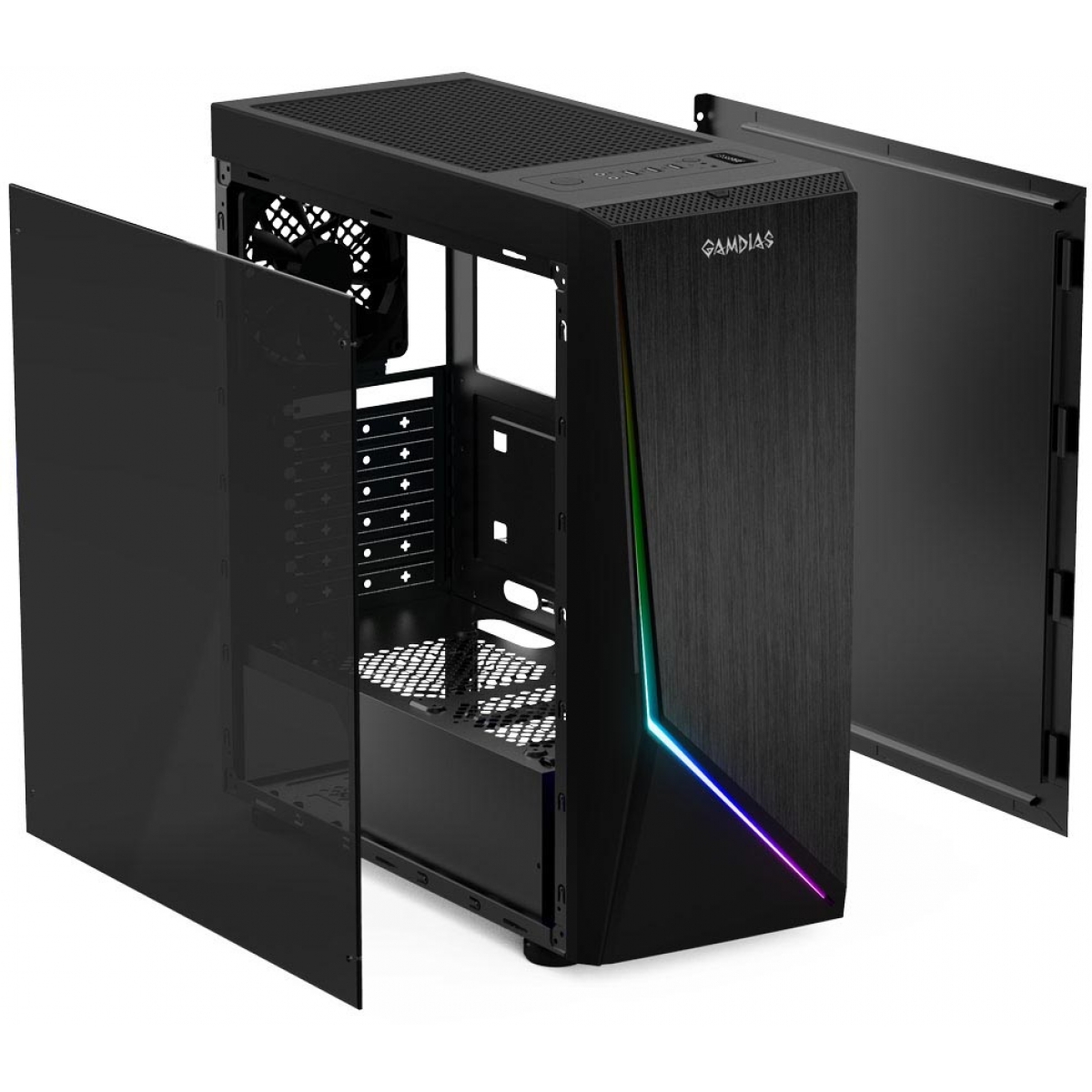 Gabinete Gamer Gamdias Argus E1, Mid Tower, Com 1 Fans, Lateral em Acrílico, Black, Sem Fonte