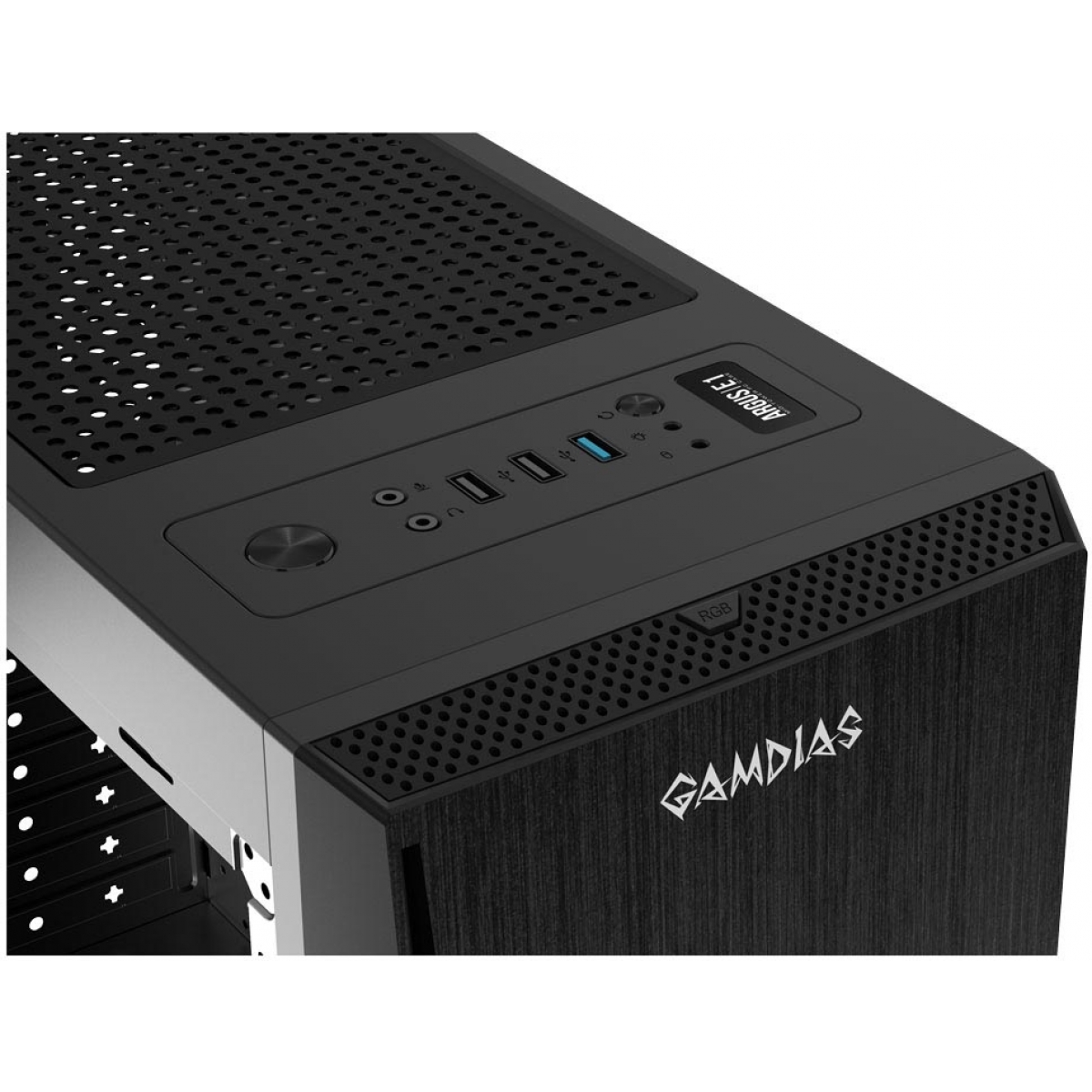 Gabinete Gamer Gamdias Argus E1, Mid Tower, Com 1 Fans, Lateral em Acrílico, Black, Sem Fonte