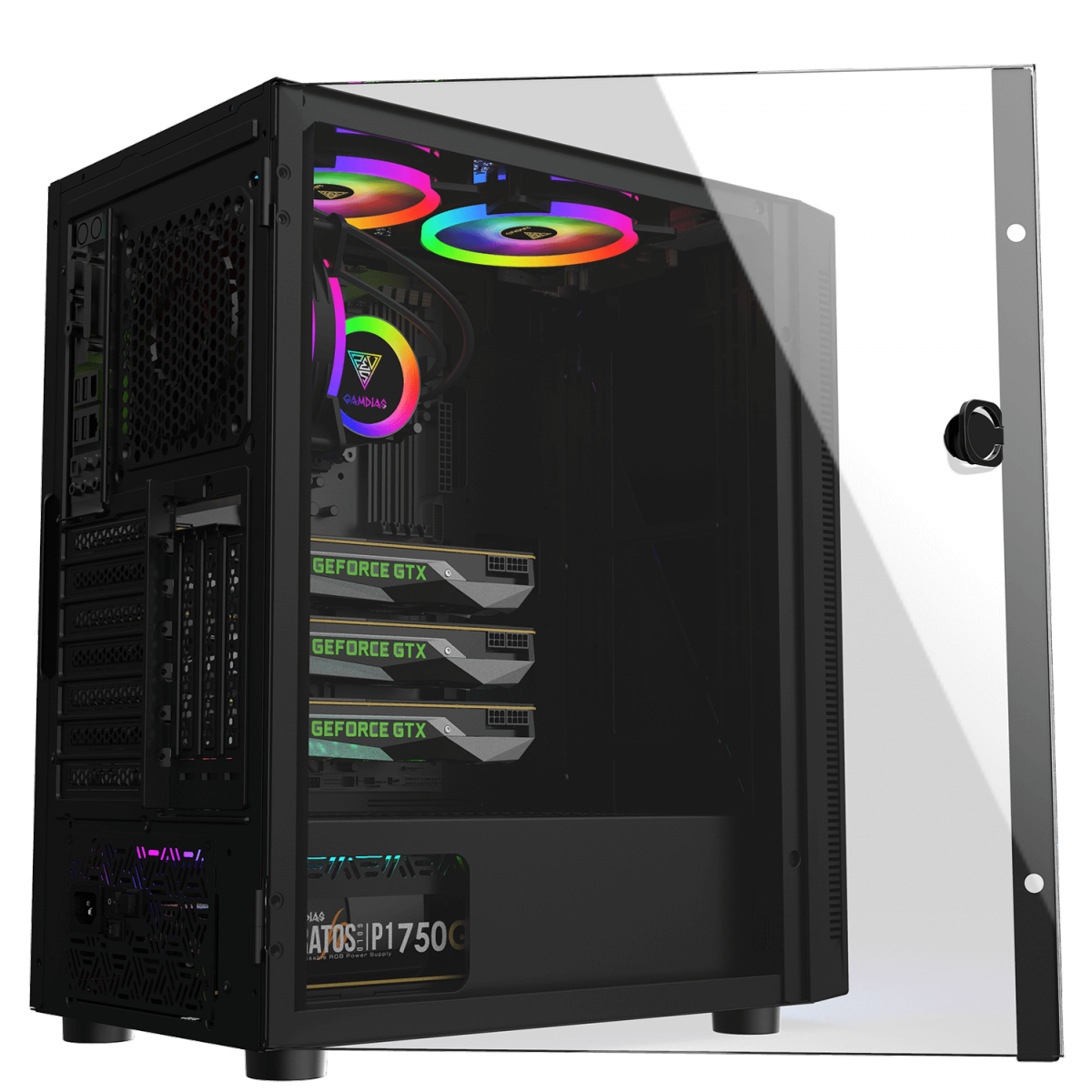 Gabinete Gamer Gamdias Argus E4 Elite, RGB, Mid Tower, Vidro Temperado, Black, Sem fonte, Sem Fan