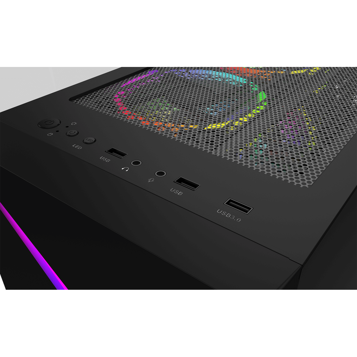 Gabinete Gamer Gamdias Argus E4 Elite, RGB, Mid Tower, Vidro Temperado, Black, Sem fonte, Sem Fan