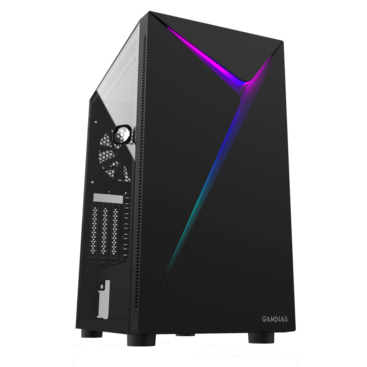 Gabinete Gamer Gamdias Argus E4 Elite, RGB, Mid Tower, Vidro Temperado, Black, Sem fonte, Sem Fan