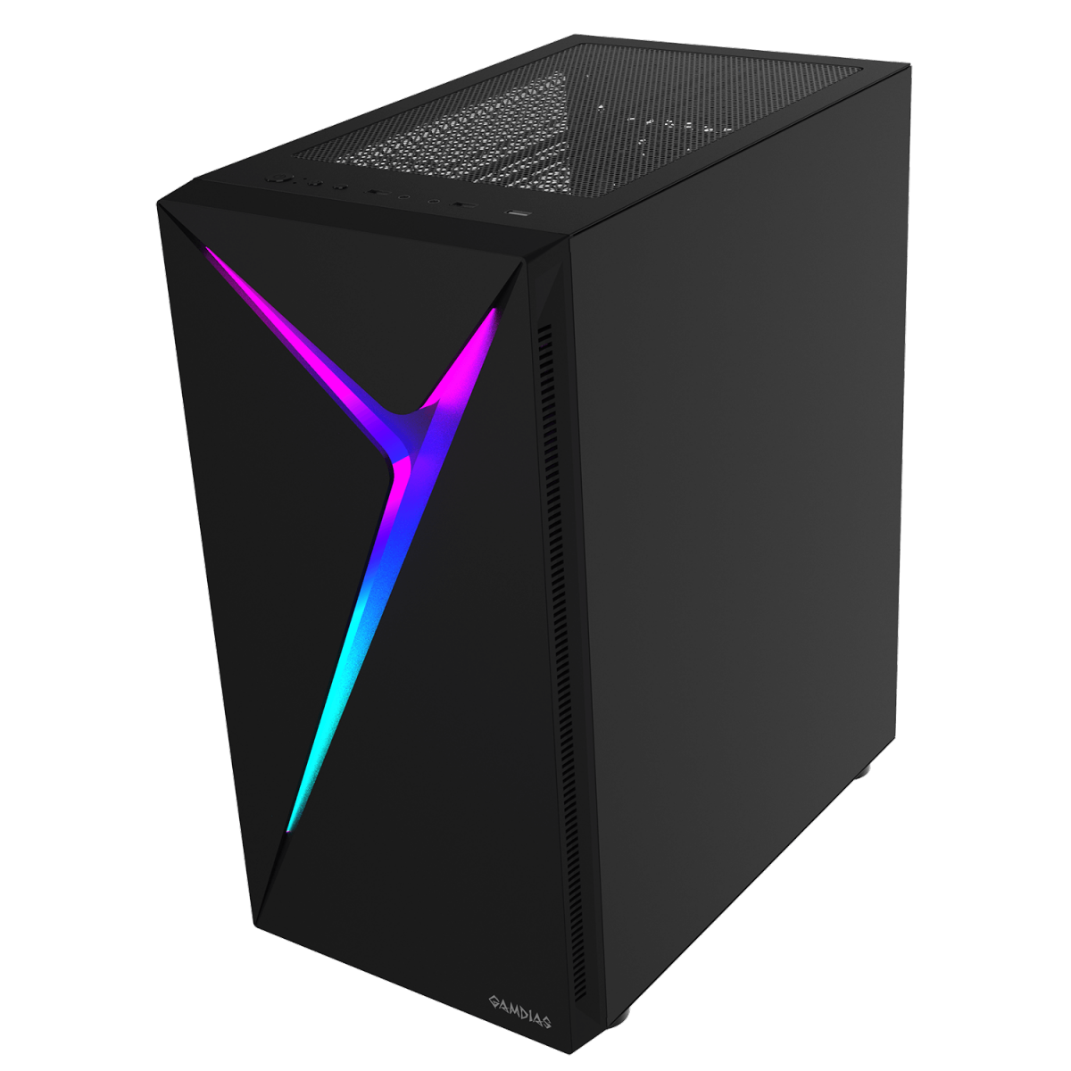 Gabinete Gamer Gamdias Argus E4 Elite, RGB, Mid Tower, Vidro Temperado, Black, Sem fonte, Sem Fan