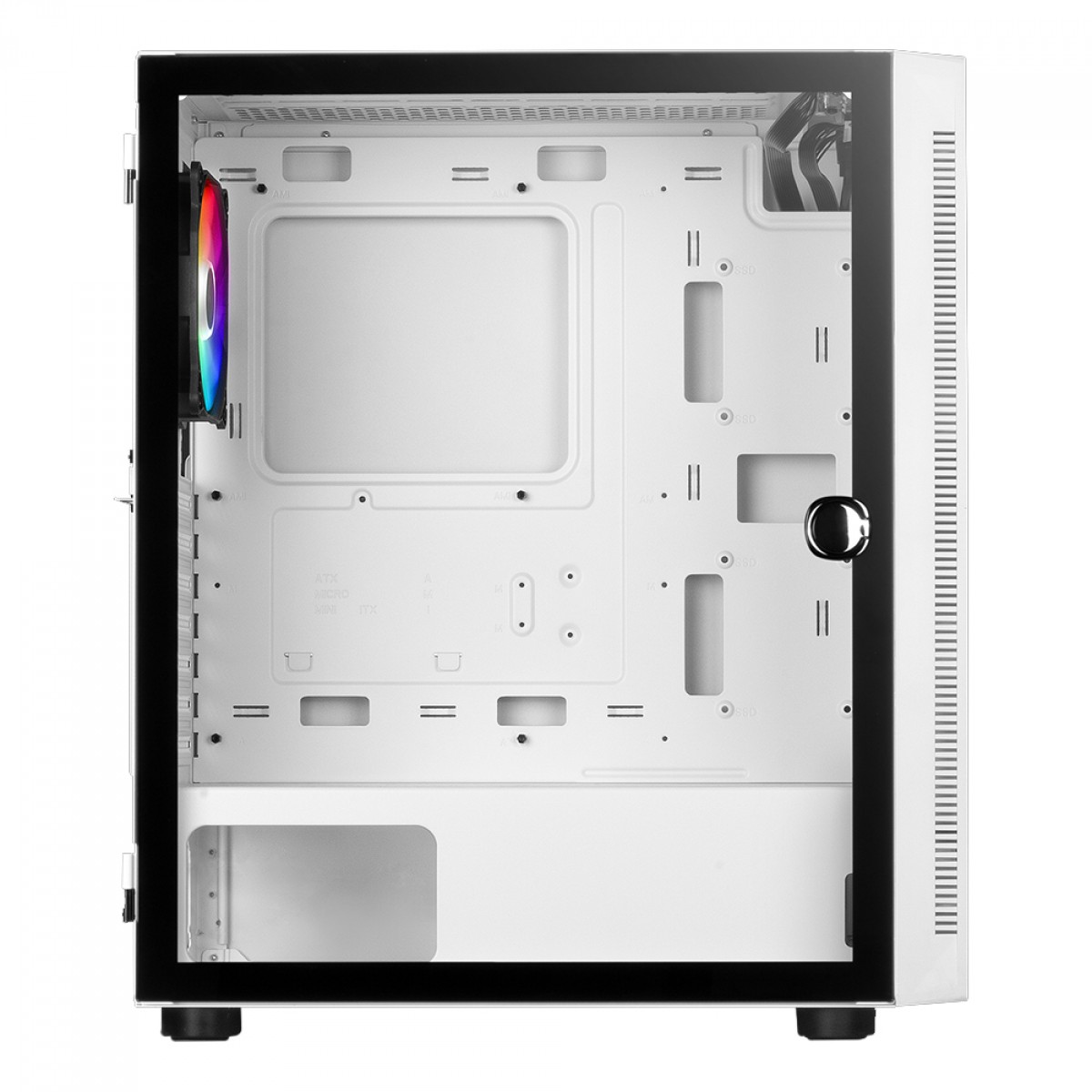 Gabinete Gamer Gamdias Argus E4 Elite, RGB, Mid Tower, Vidro Temperado, White, Sem fonte, Com 1 Fan