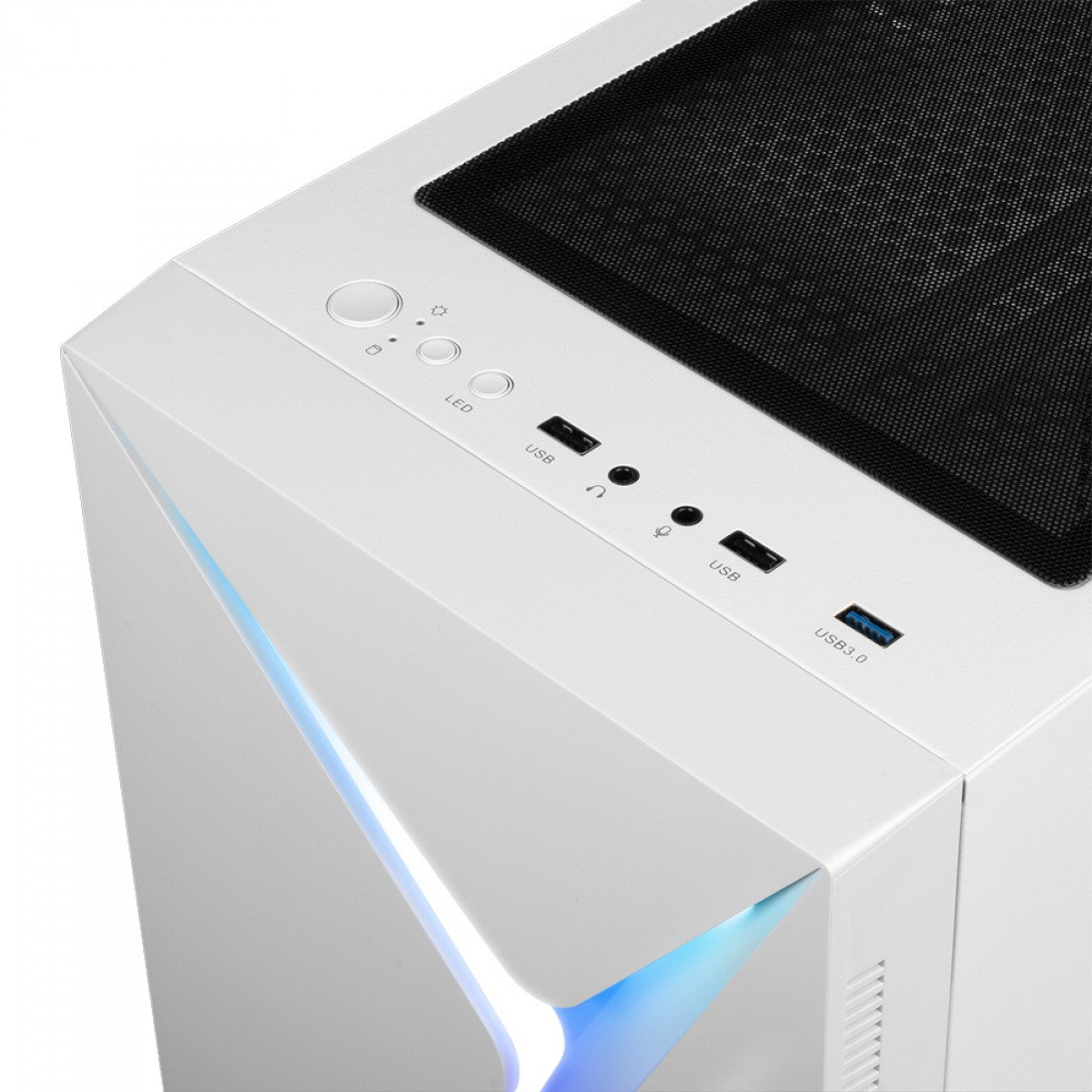 Gabinete Gamer Gamdias Argus E4 Elite, RGB, Mid Tower, Vidro Temperado, White, Sem fonte, Com 1 Fan