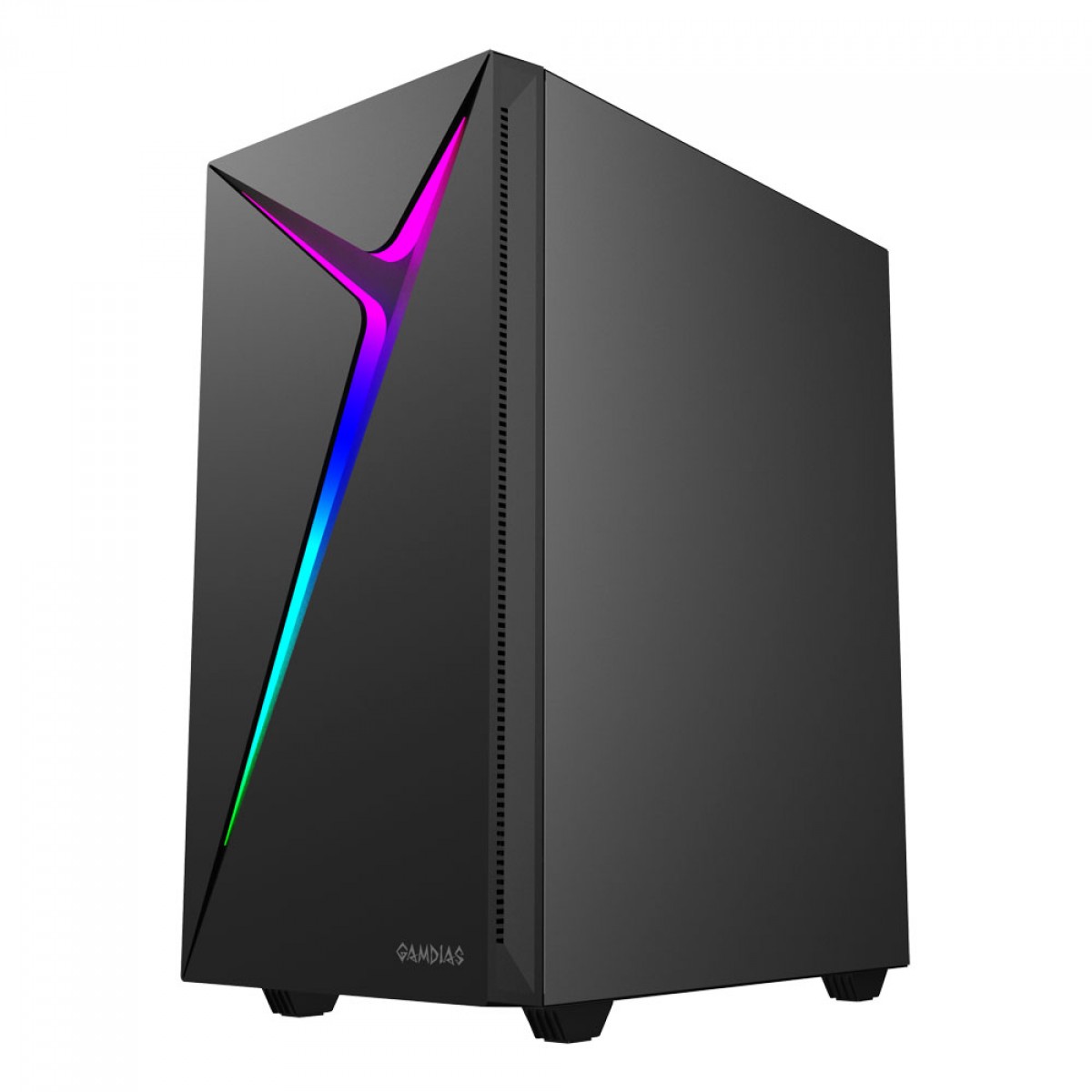 Gabinete Gamer Gamdias Argus E4, RGB, Mid-Tower, Vidro Temperado, Black, Sem fonte, Sem Fan