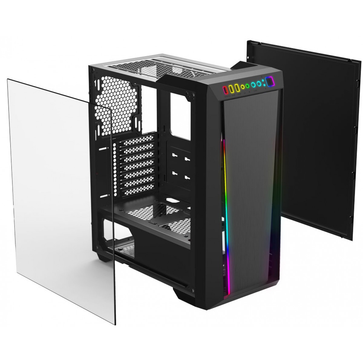 Gabinete Gamer Gamdias, Argus M2, RGB, Mid Tower, ATX, Black, Sem Fonte, Sem Fan