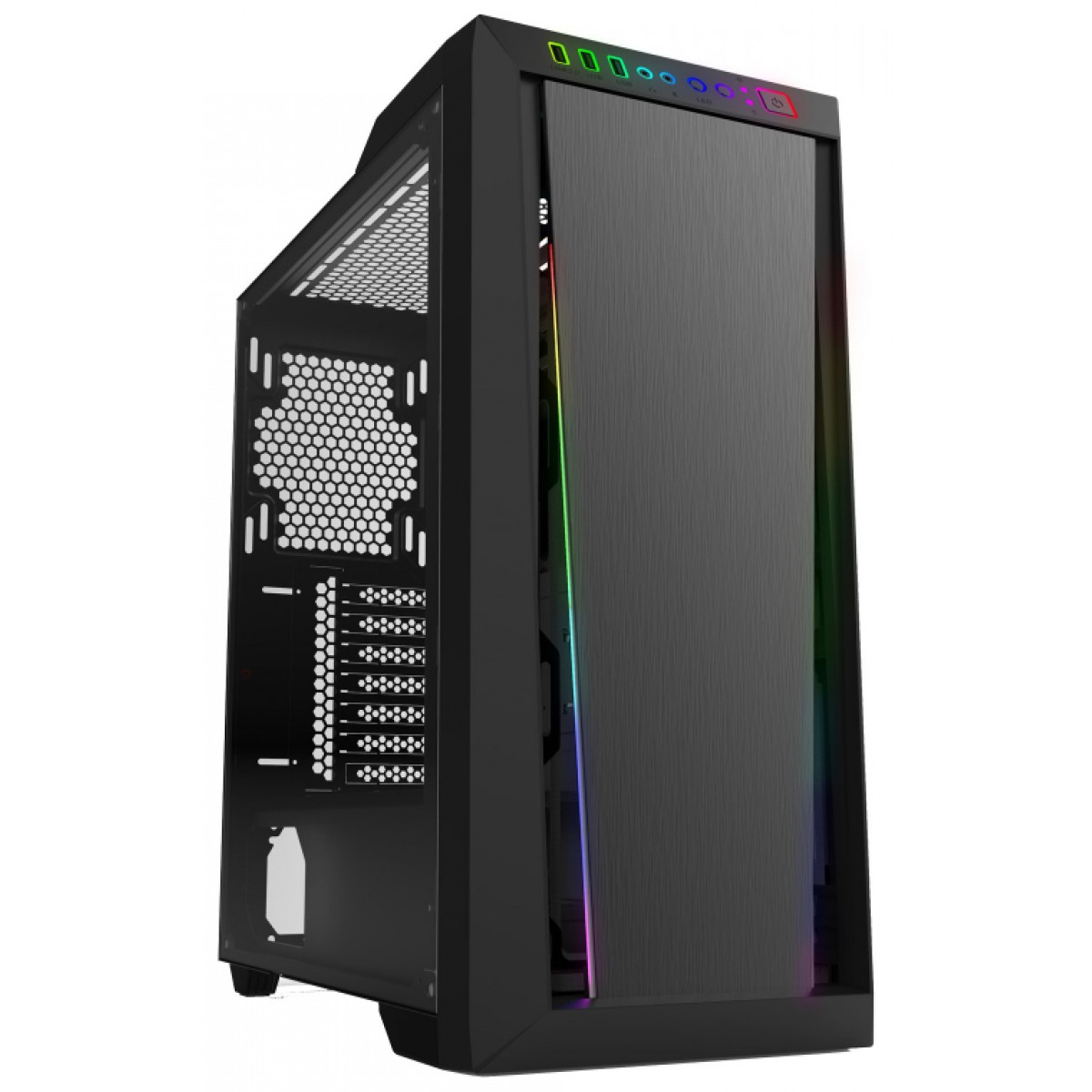 Gabinete Gamer Gamdias, Argus M2, RGB, Mid Tower, ATX, Black, Sem Fonte, Sem Fan
