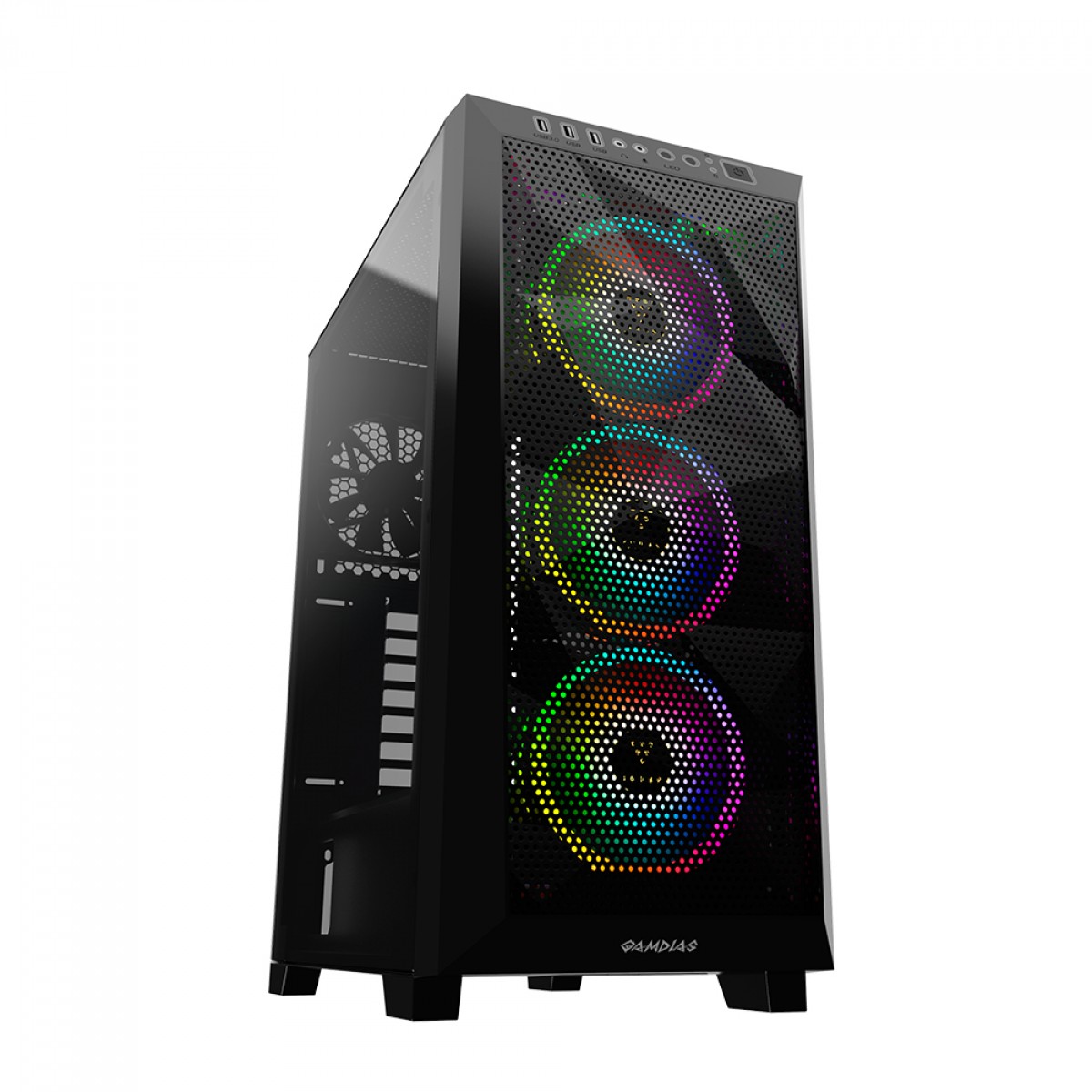 Gabinete Gamer Gamdias Athena M1 Elite, Mid Tower, Vidro Temperado, Black, ATX, Sem Fonte, Sem Fan