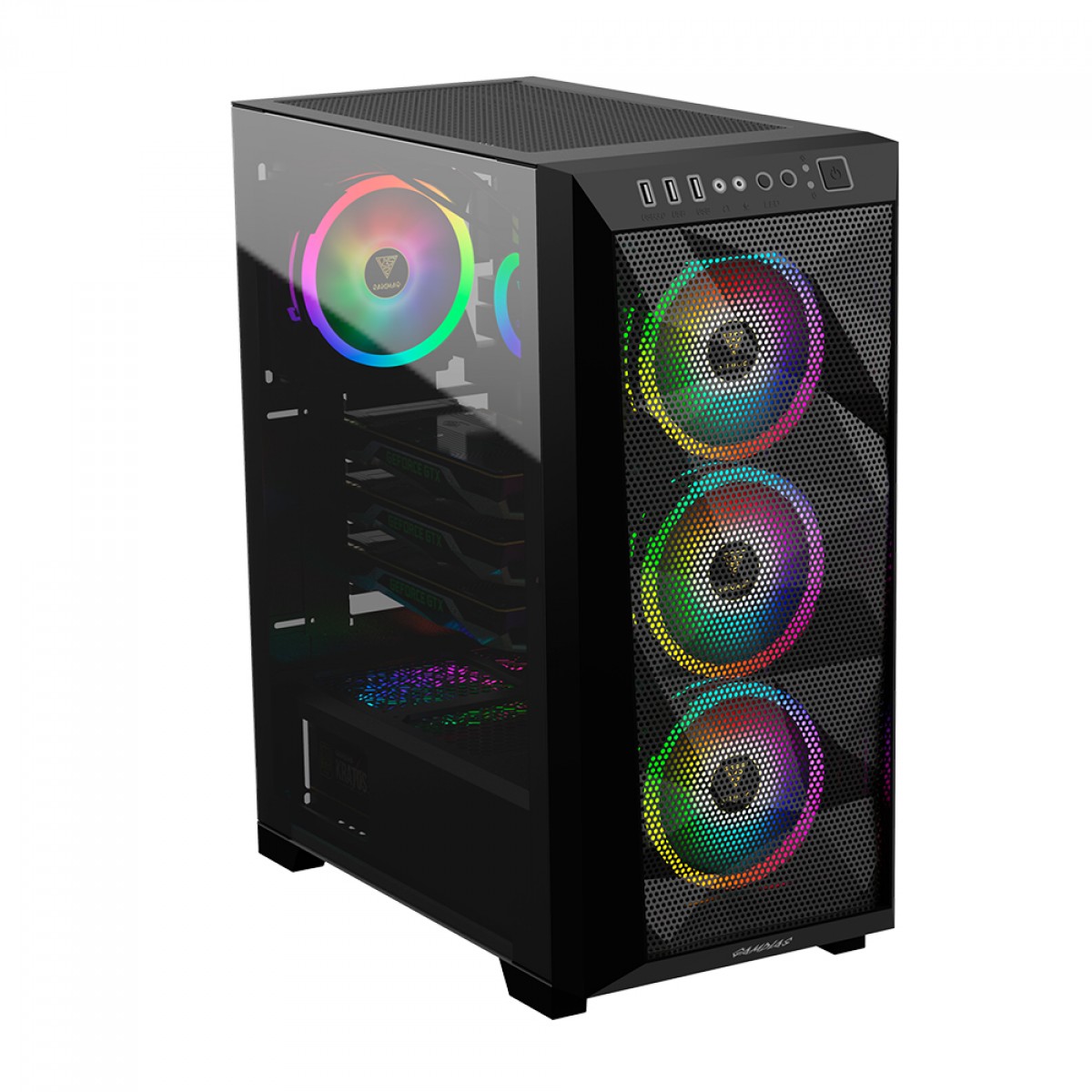 Gabinete Gamer Gamdias Athena M1 Elite, Mid Tower, Vidro Temperado, Black, ATX, Sem Fonte, Sem Fan