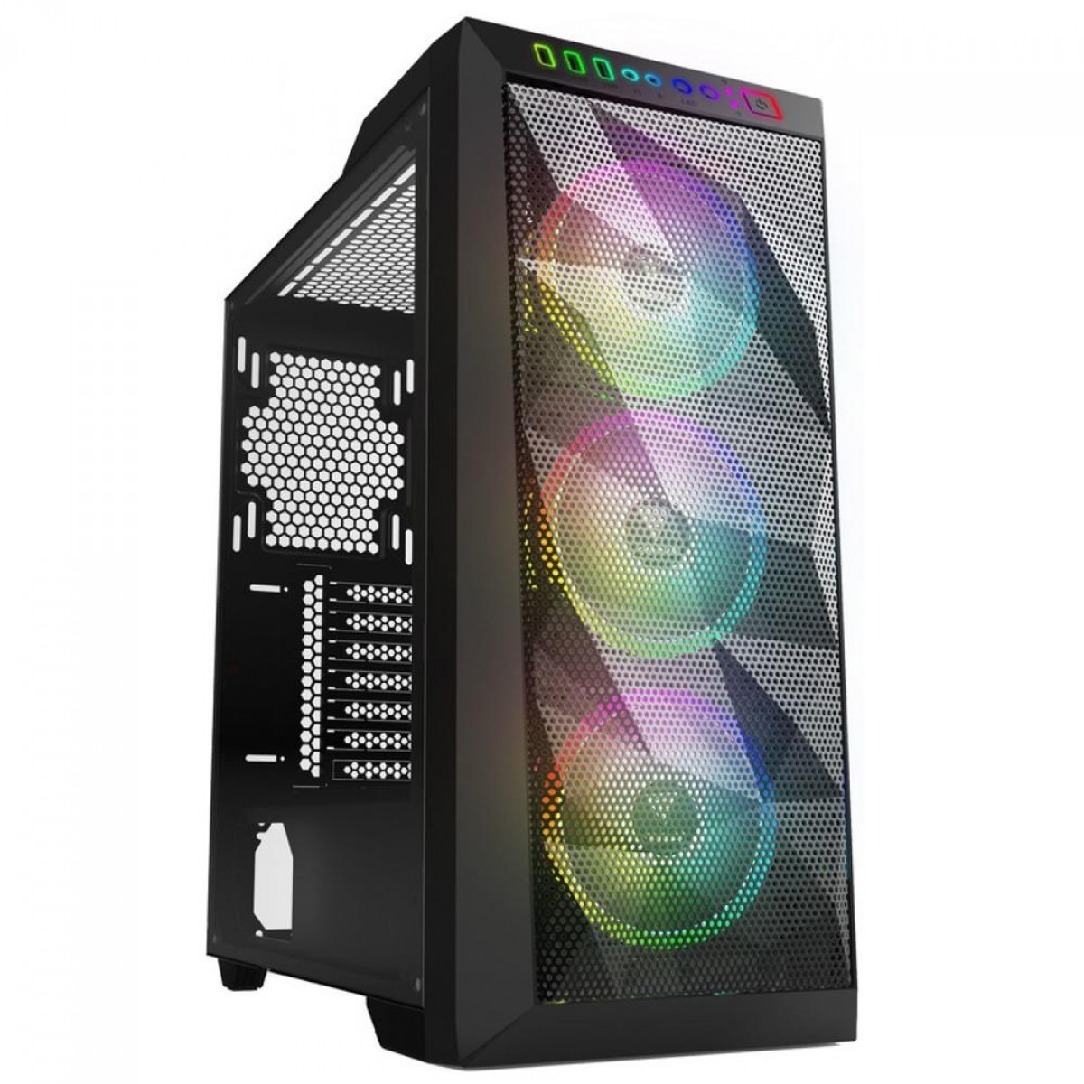 Gabinete Gamer Gamdias Athena M1, RGB, Mid Tower, Vidro Temperado, Black, ATX, Sem Fonte, Sem Fan