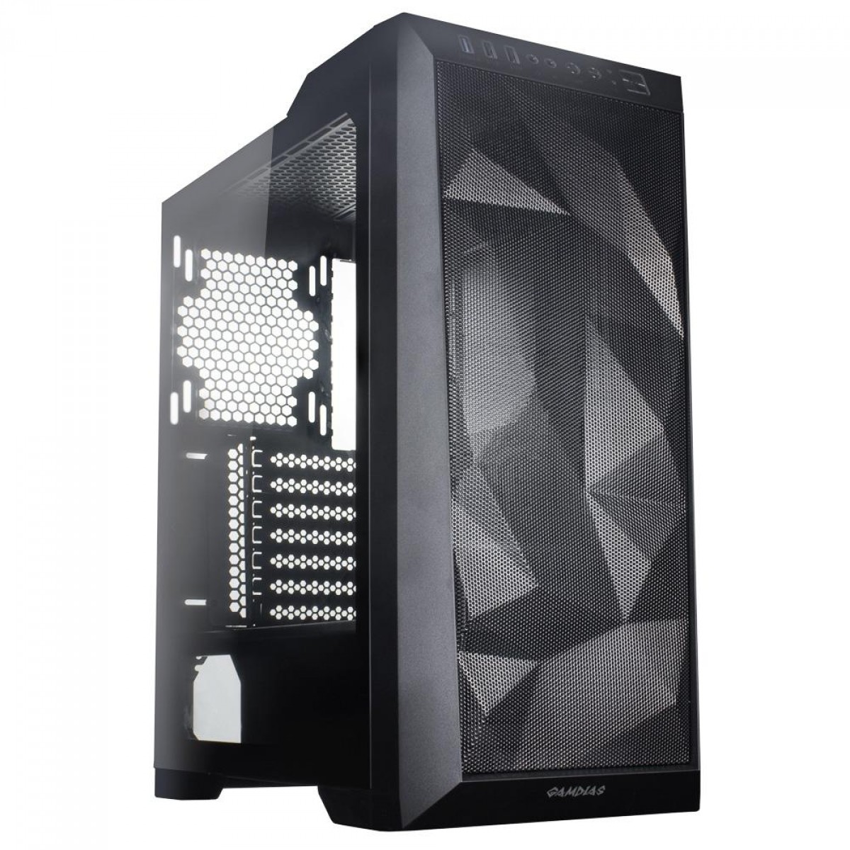 Gabinete Gamer Gamdias Athena M1, RGB, Mid Tower, Vidro Temperado, Black, ATX, Sem Fonte, Sem Fan