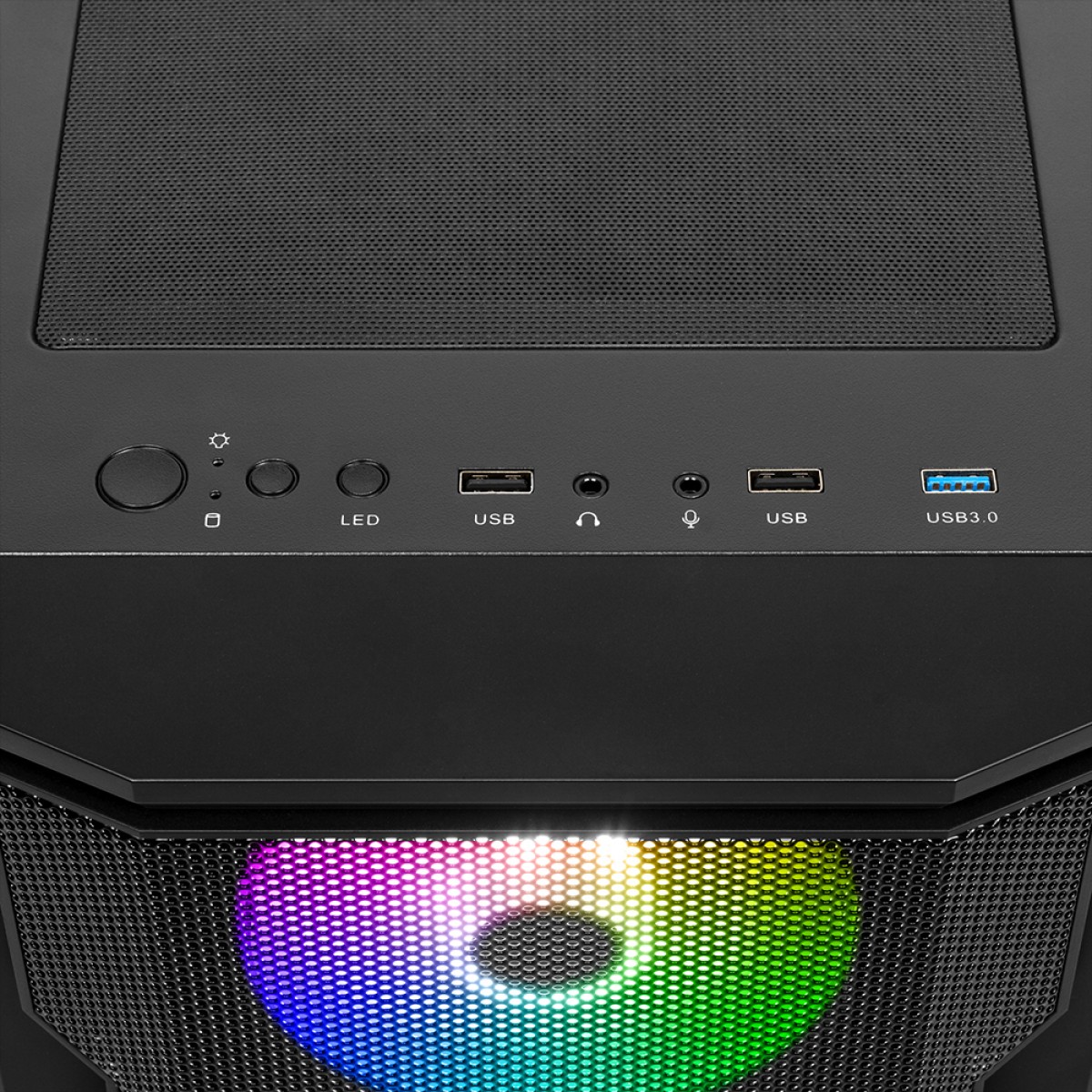 Gabinete Gamer Gamdias Athena M6 ARGB, Mid Tower, Vidro Temperado, ATX, Black, Sem Fonte, Sem Fan