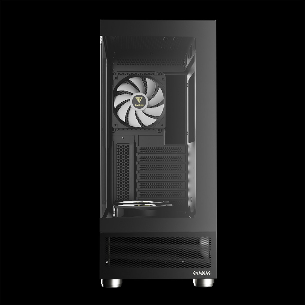 Gabinete Gamer Gamdias Atlas E1, Mid Tower, Display Digital, Vidro Temperado, ATX, Black, Sem Fonte, Com 3 Fans ARGB