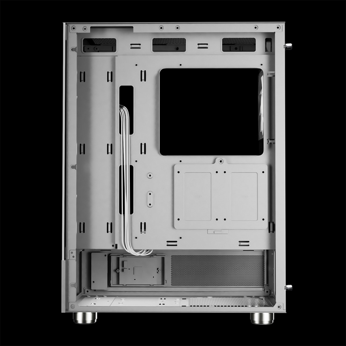 Gabinete Gamer Gamdias Atlas E1 WH, Mid Tower, Display Digital, Vidro Temperado, ATX, White, Sem Fonte, Com 3 Fans ARGB