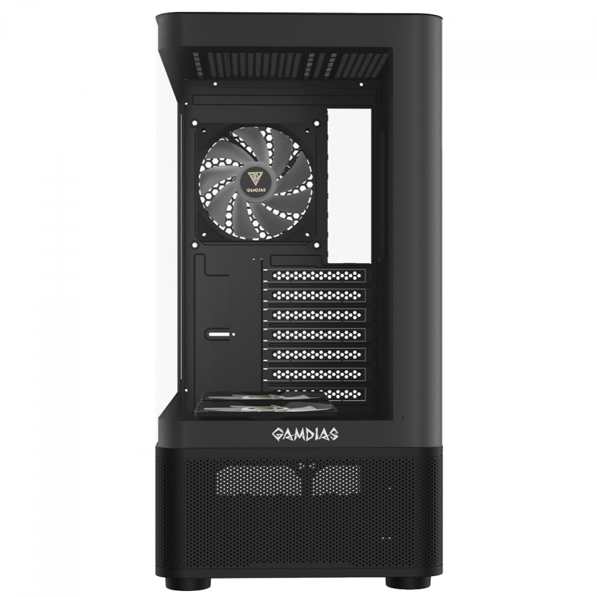 Gabinete Gamer Gamdias Atlas E2 CG, Mid Tower, Vidro Temperado, ATX, Sem Fonte, Com 3 Fans ARGB, Preto