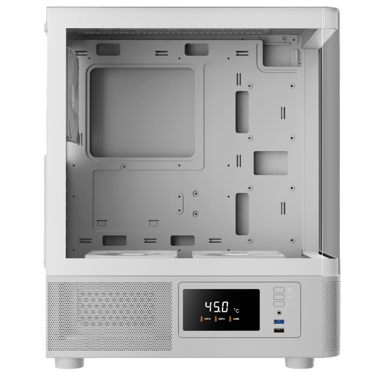 Gabinete Gamer Gamdias Atlas E2 CG WH, Mid Tower, Vidro Temperado, ATX, Sem Fonte, Com 3 Fans ARGB, Branco