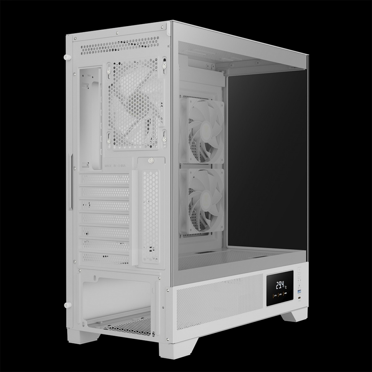 Gabinete Gamer Gamdias Atlas M1 WH, Mid Tower, Vidro Temperado, ATX, White, Sem Fonte, Com 3 Fans ARGB