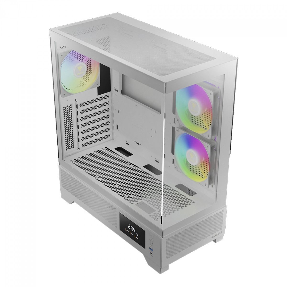 Gabinete Gamer Gamdias Atlas M1 WH, Mid Tower, Vidro Temperado, ATX, White, Sem Fonte, Com 3 Fans ARGB