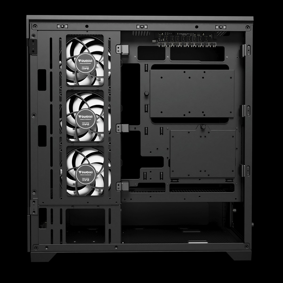 Gabinete Gamer Gamdias Atlas P1, Mid Tower, Vidro Temperado, ATX, Black, Sem Fonte, Com 4 Fans ARGB