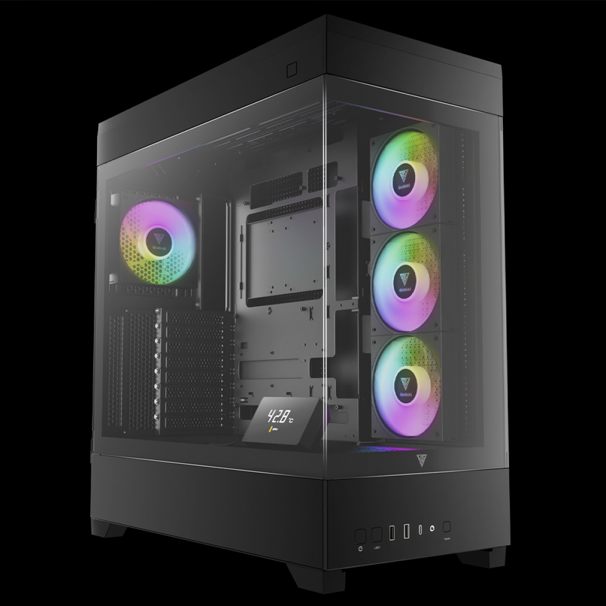 Gabinete Gamer Gamdias Atlas P1, Mid Tower, Vidro Temperado, ATX, Black, Sem Fonte, Com 4 Fans ARGB