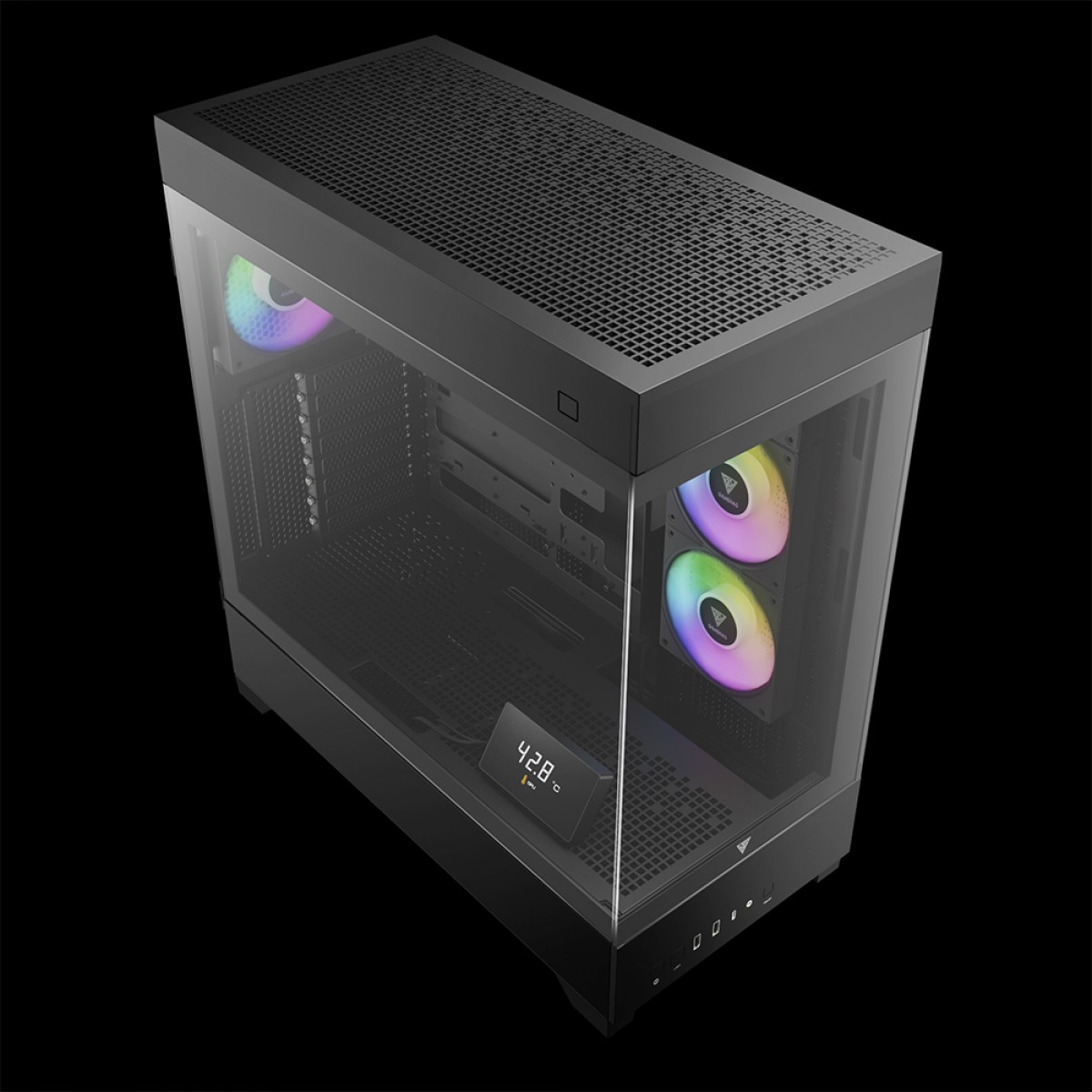 Gabinete Gamer Gamdias Atlas P1, Mid Tower, Vidro Temperado, ATX, Black, Sem Fonte, Com 4 Fans ARGB