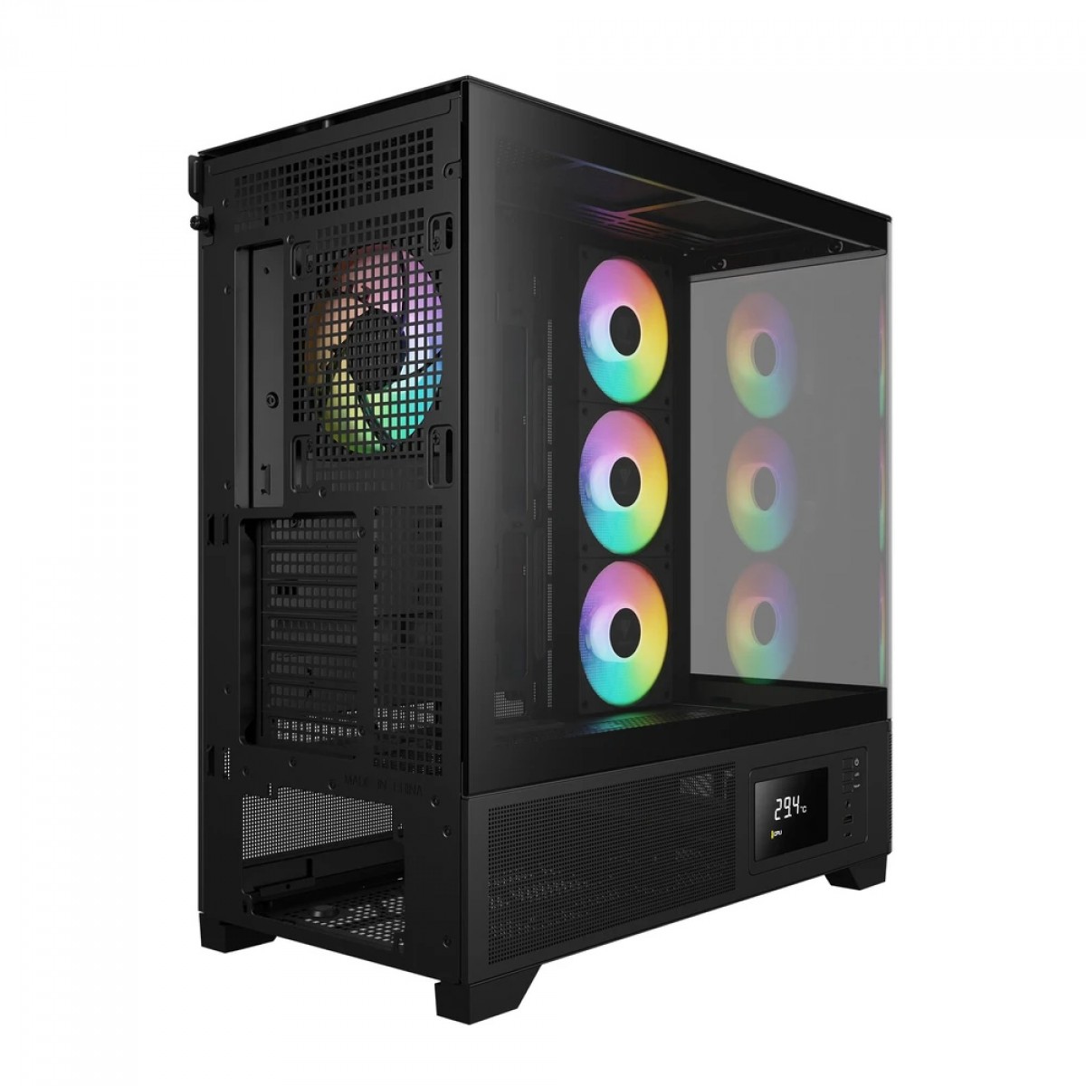 Gabinete Gamer Gamdias Atlas P2 CG ARGB, Mid Tower, Vidro Temperado, ATX, Sem Fonte, Com 4 Fans, Preto 