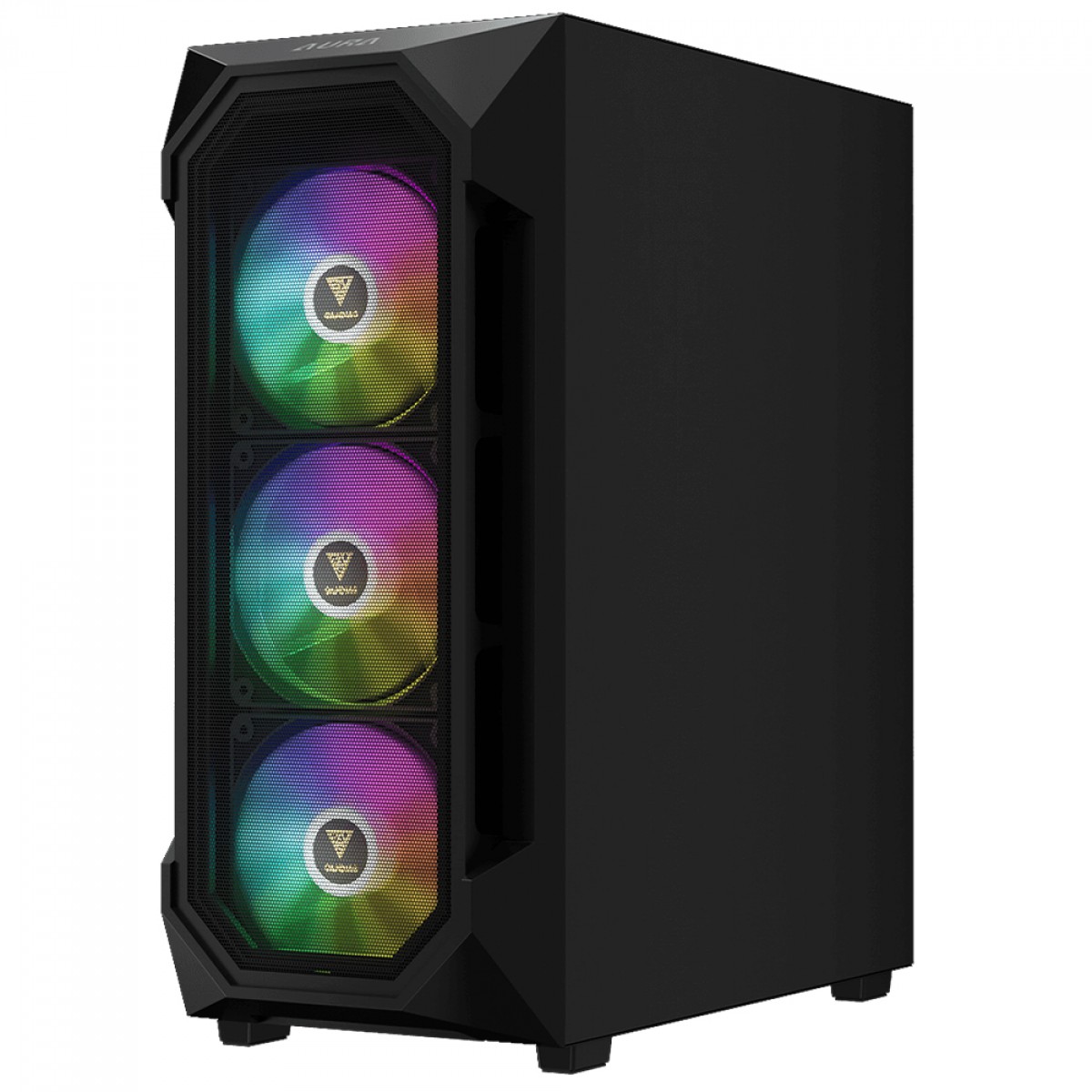 Gabinete Gamer Gamdias Aura GC1 Elite ARGB, Vidro Temperado, ATX, Mid Tower, Com 4 Fans, Sem Fonte, Black