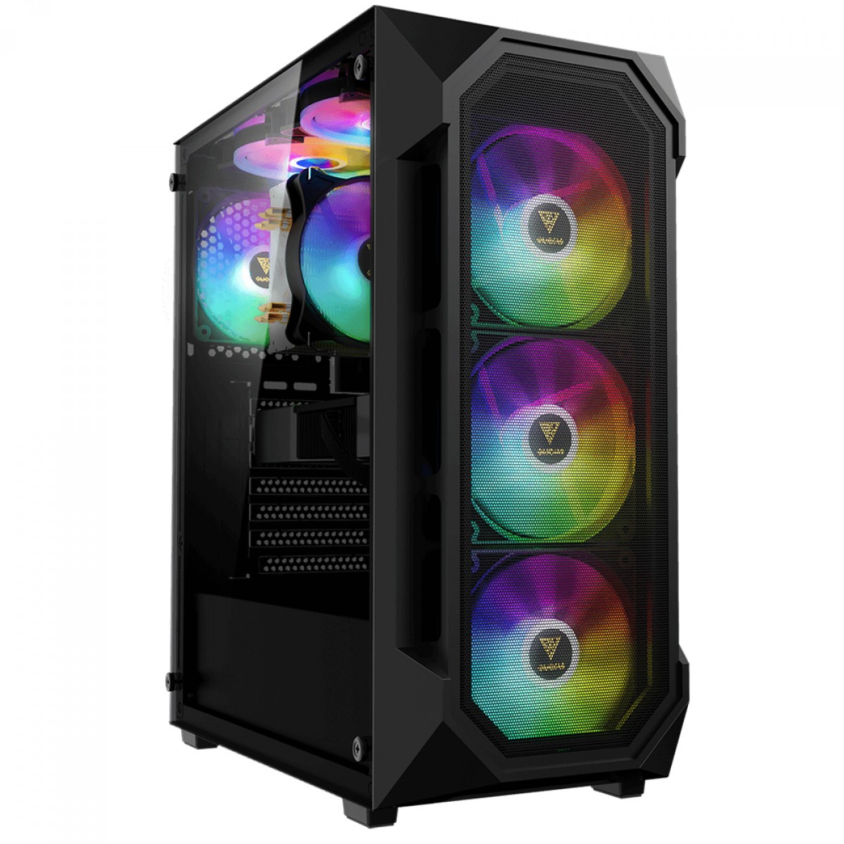 Gabinete Gamer Gamdias Aura GC1 Elite ARGB, Vidro Temperado, ATX, Mid Tower, Com 4 Fans, Sem Fonte, Black