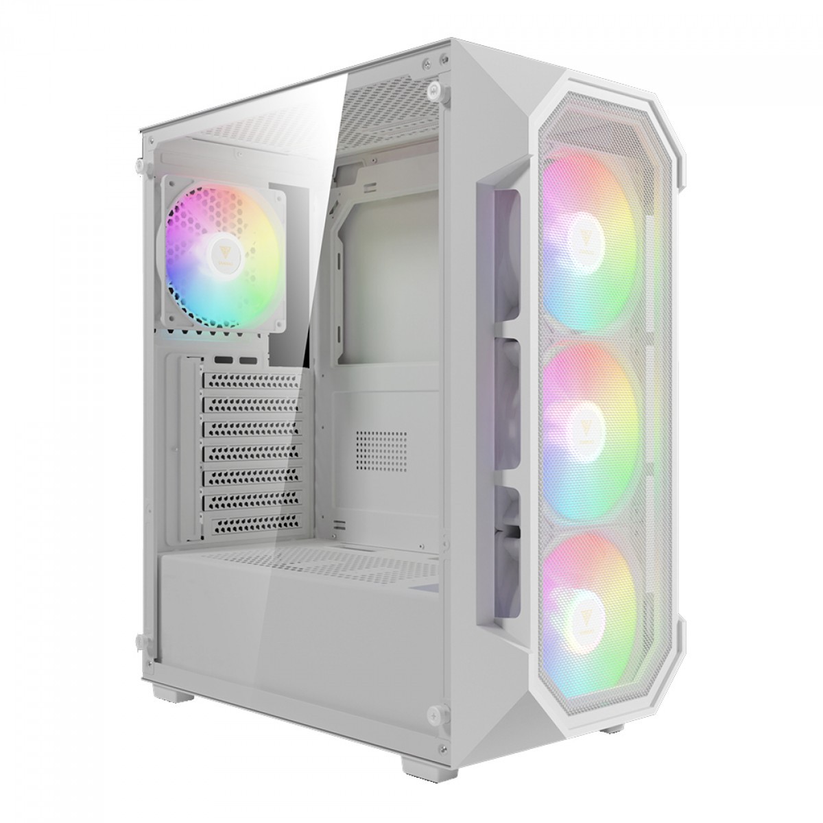 Gabinete Gamer Gamdias Aura GC1 Elite ARGB, Vidro Temperado, ATX, Mid Tower, Com 4 Fans, Sem Fonte, White