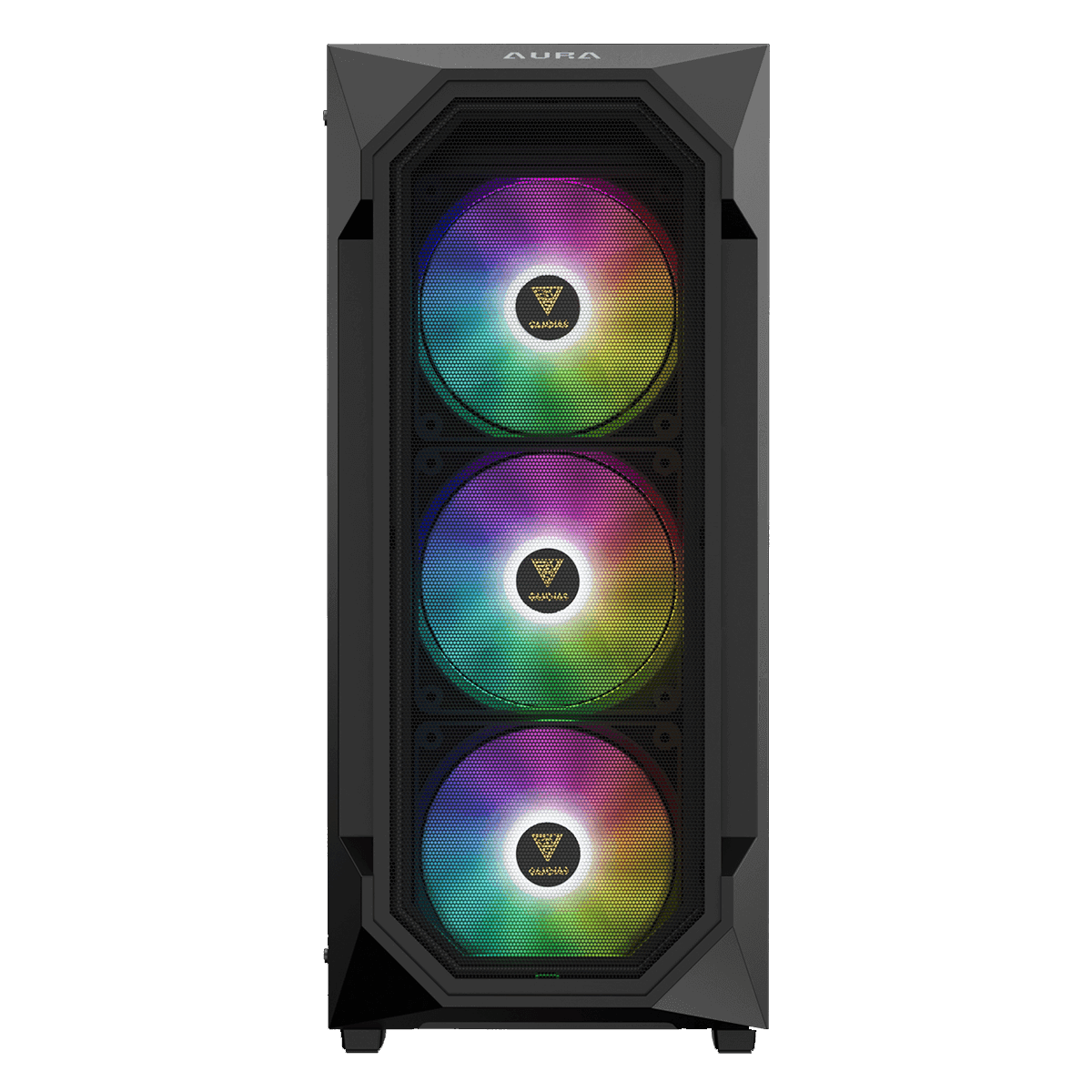 Gabinete Gamer Gamdias Aura GC1 Elite, Vidro Temperado, ATX, Mid Tower, RGB, Com 4 Fans, Sem Fonte, Black