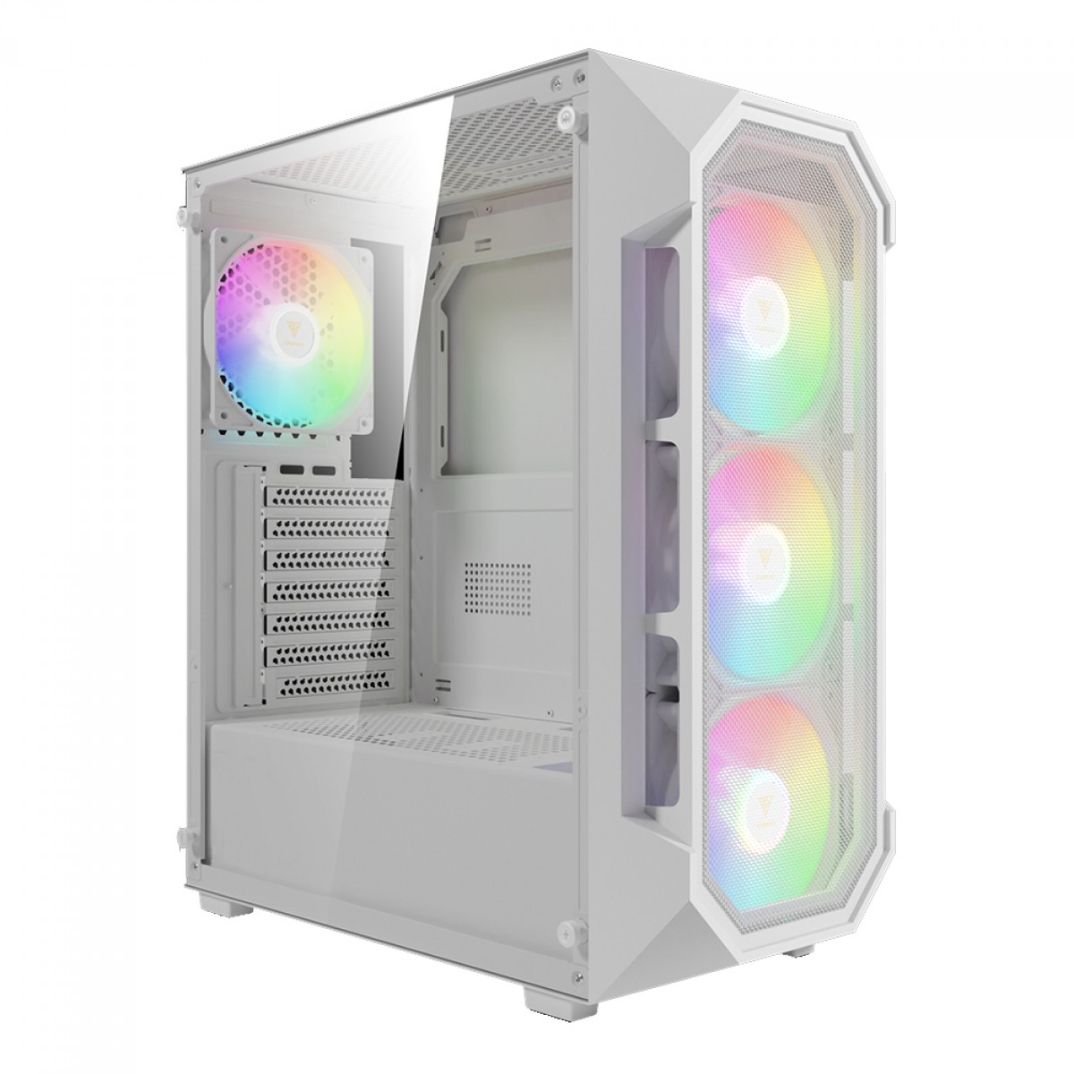 Gabinete Gamer Gamdias Aura GC1 Elite, Vidro Temperado, ATX, Mid Tower, RGB, Com 4 Fans, Sem Fonte, White