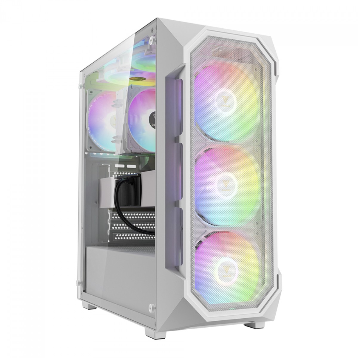 Gabinete Gamer Gamdias Aura GC1 Elite, Vidro Temperado, ATX, Mid Tower, RGB, Com 4 Fans, Sem Fonte, White