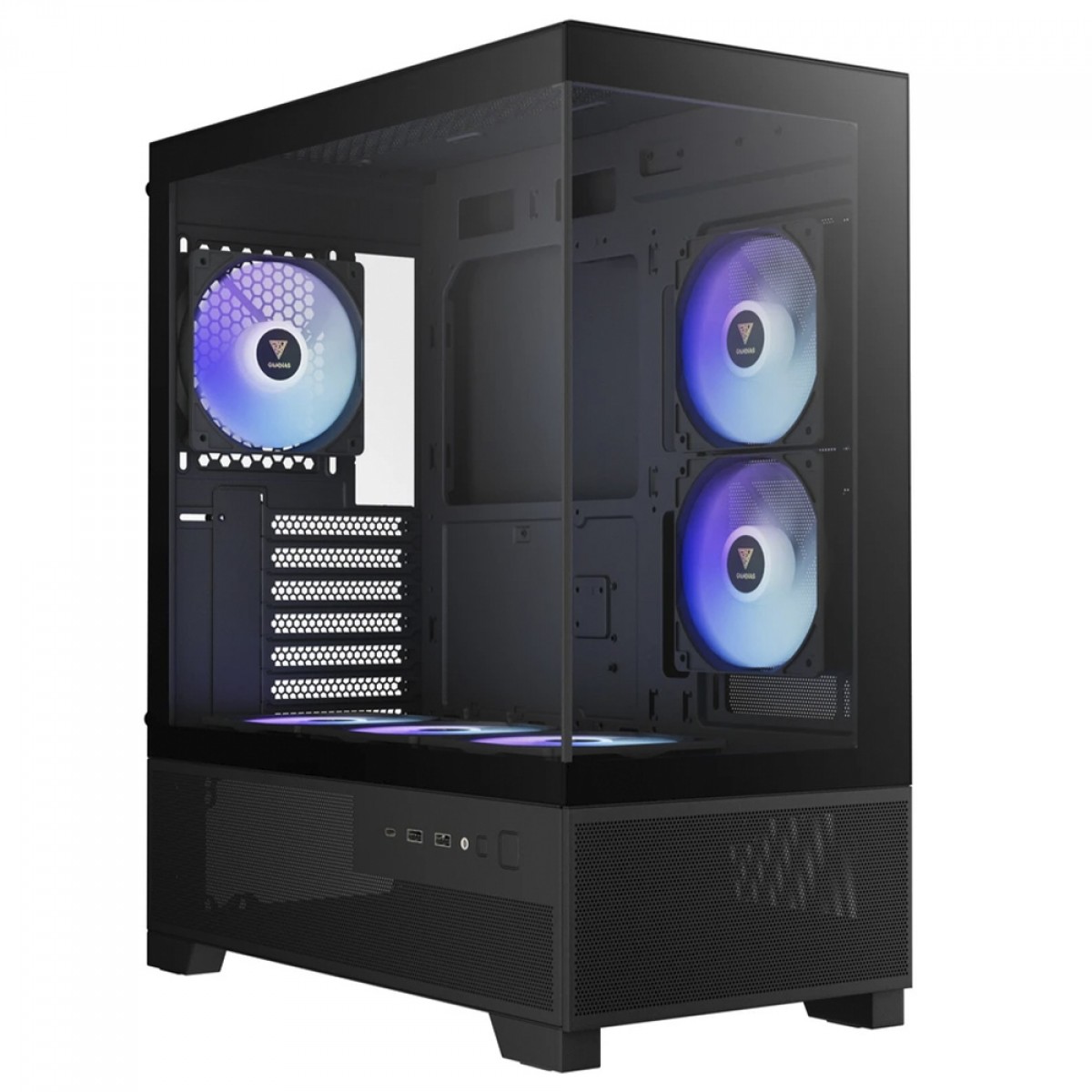 Gabinete Gamer Gamdias Aura GC12 ARGB, Mid Tower, Vidro Temperado, ATX, Sem Fonte, Com 6 Fans, Preto 