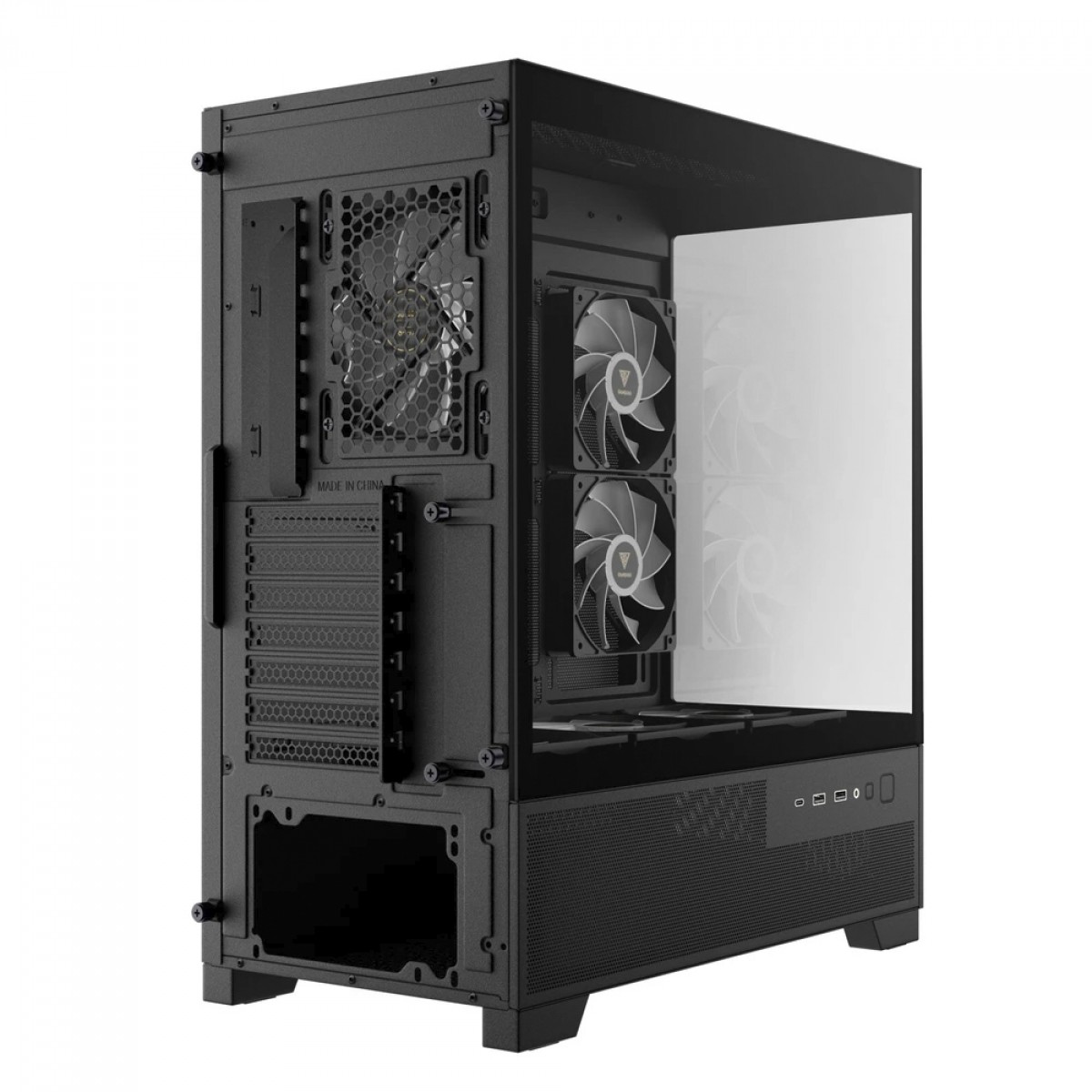 Gabinete Gamer Gamdias Aura GC12 ARGB, Mid Tower, Vidro Temperado, ATX, Sem Fonte, Com 6 Fans, Preto 