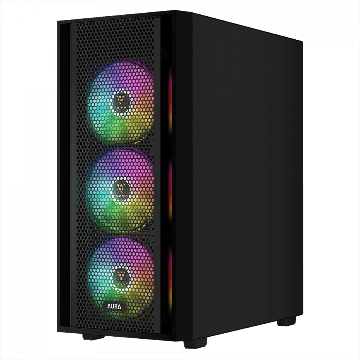 Gabinete Gamer Gamdias Aura GC2 Elite ARGB, Vidro Temperado, ATX, Mid Tower, Com 4 Fans, Sem Fonte, Black