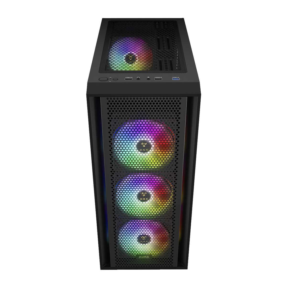 Gabinete Gamer Gamdias Aura GC2 Elite, Vidro Temperado, ATX, Mid Tower, RGB, Com 4 Fans, Sem Fonte, Black