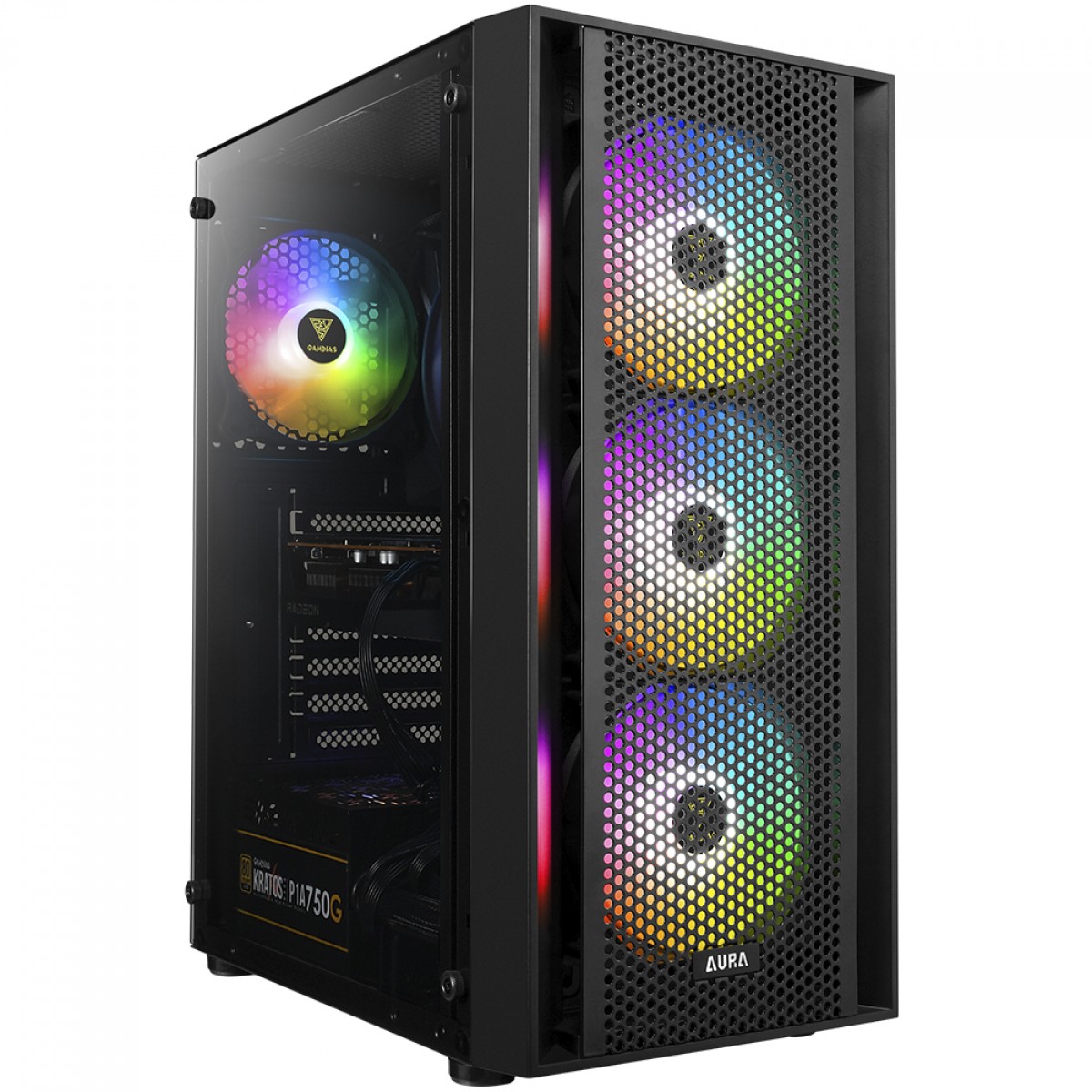 Gabinete Gamer Gamdias AURA GC2, Mid Tower, Vidro Temperado, ATX, Black, Sem Fonte, Sem Fan 