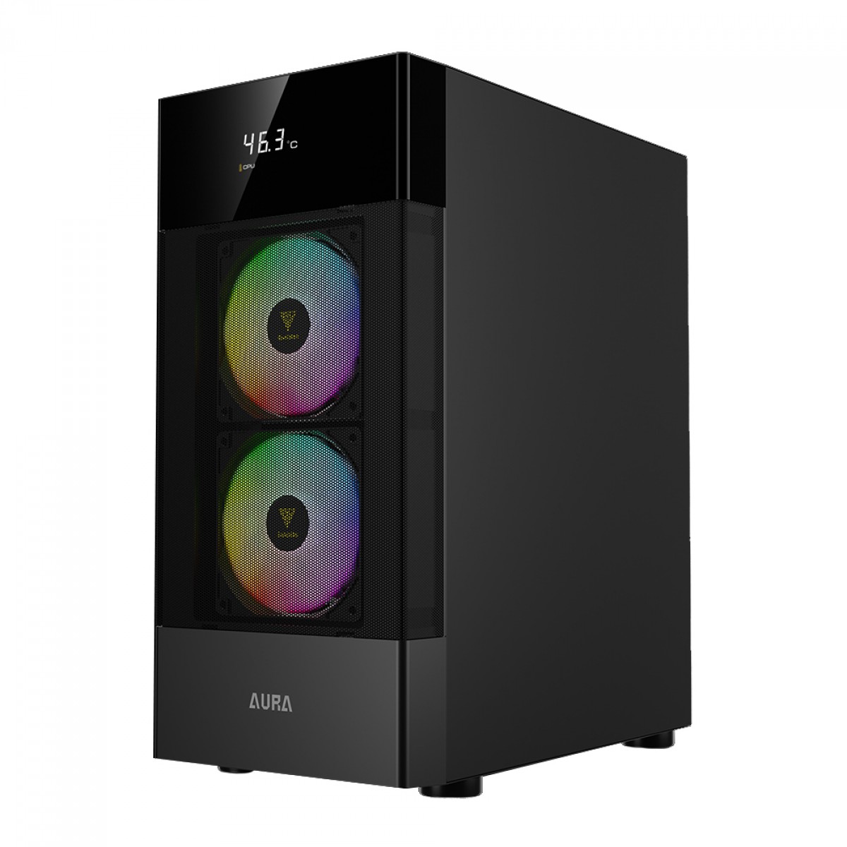 Gabinete Gamer Gamdias Aura GC5, Mid Tower, Vidro Temperado, ATX, Black, Sem Fonte, Com 3 Fans RGB